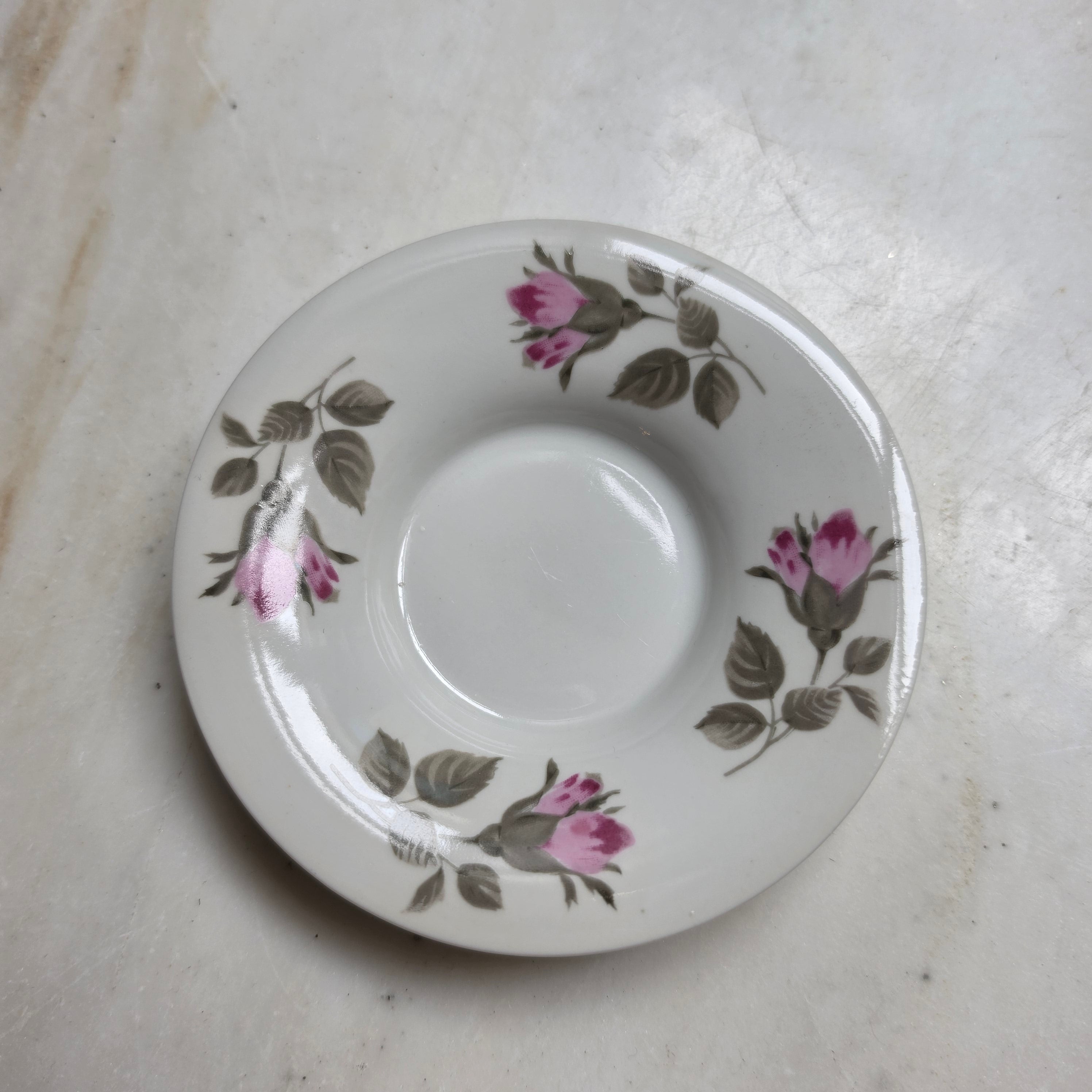 Vintage Kahla Mokkatasse mit Untertasse – Feines Porzellan mit Rosa Rosendekor