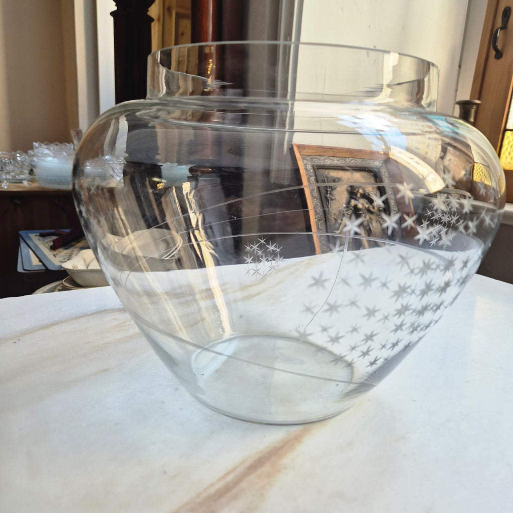 Große Vintage Glas Vase 70er Jahre Blumen