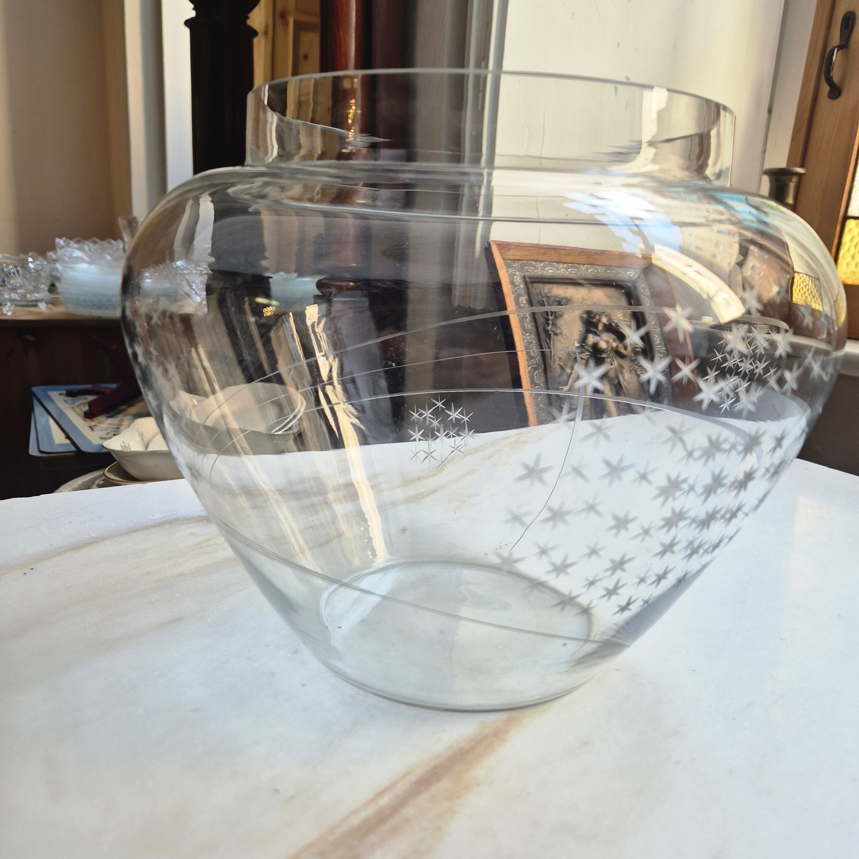 Große Vintage Glas Vase 70er Jahre Blumen