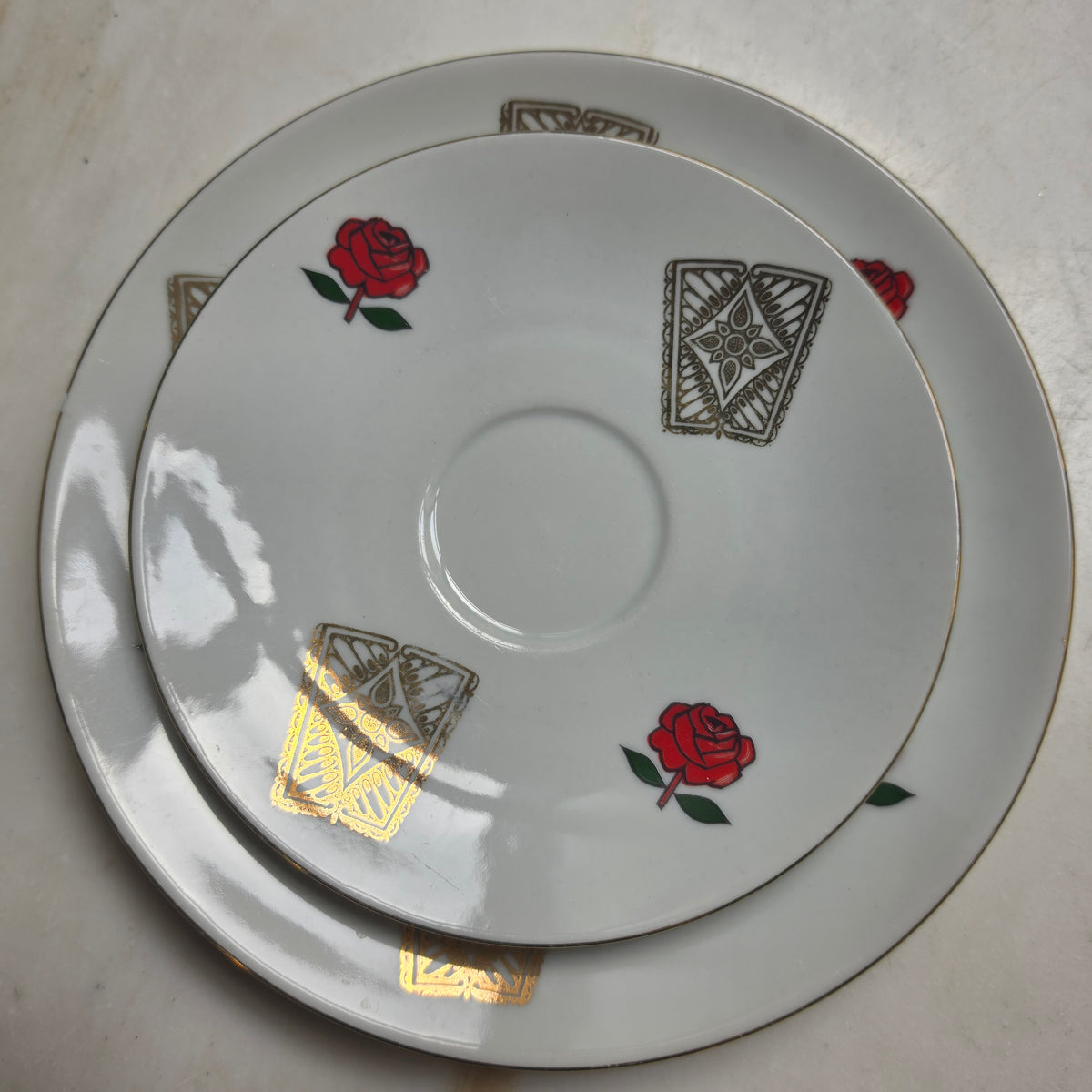 Elegantes Vintage Mitterteich Bavaria Sammelgedeck – Rote Rosen & Golddekor