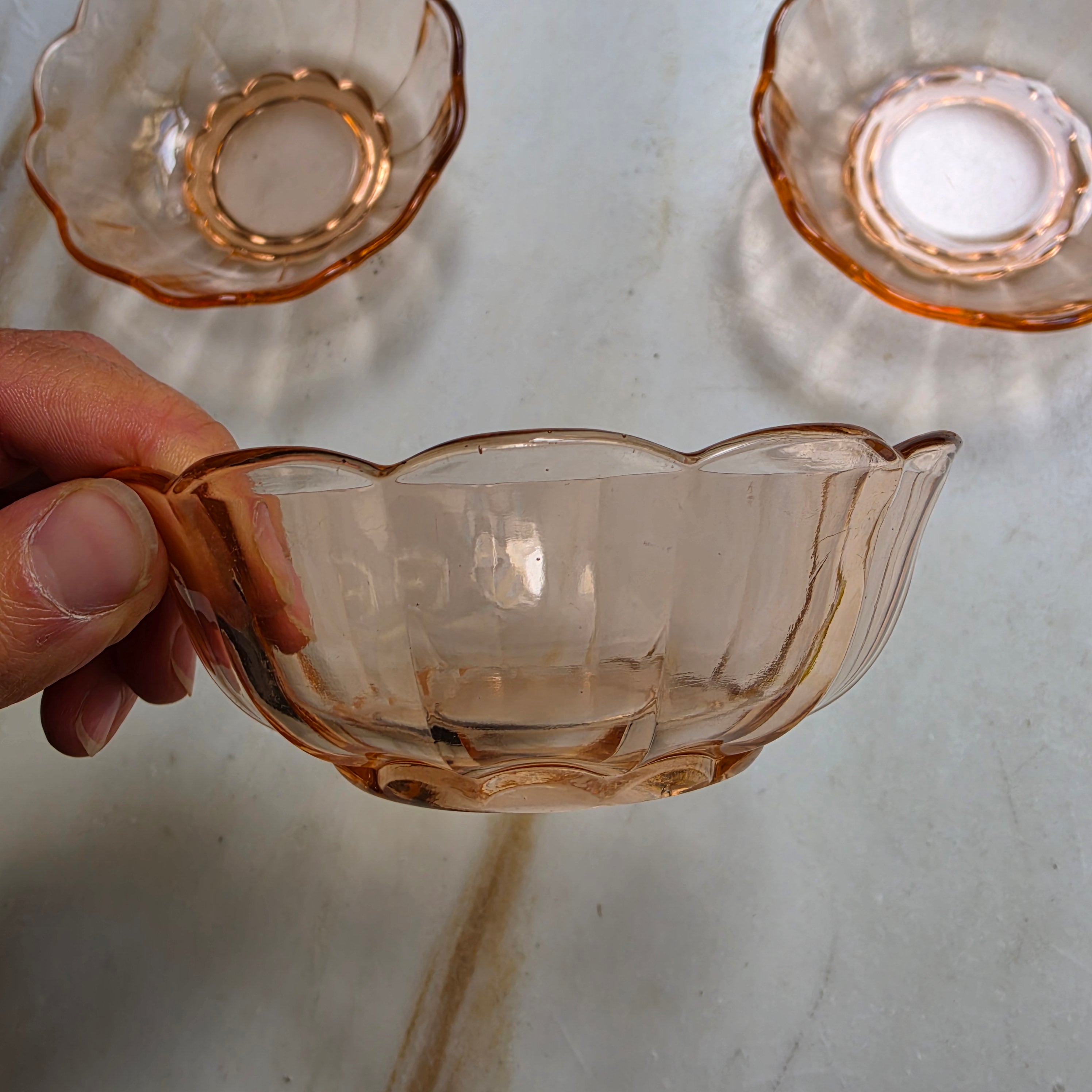 3x Rosalin Glasschalen - im Art-Déco-Stil - Schälchen
