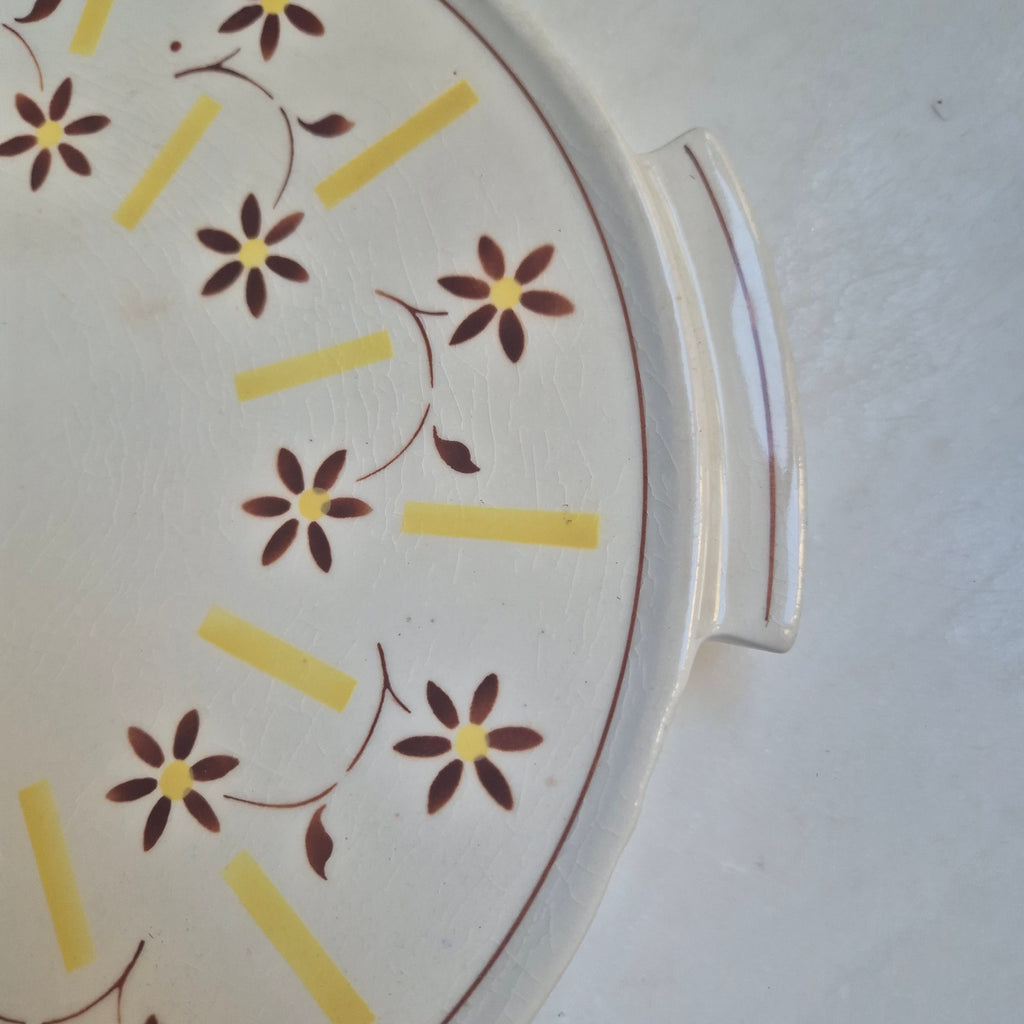 Antike Keramik Vintage Kuchenplatte / Tortenplatte  50er/60er Jahre Landhaus