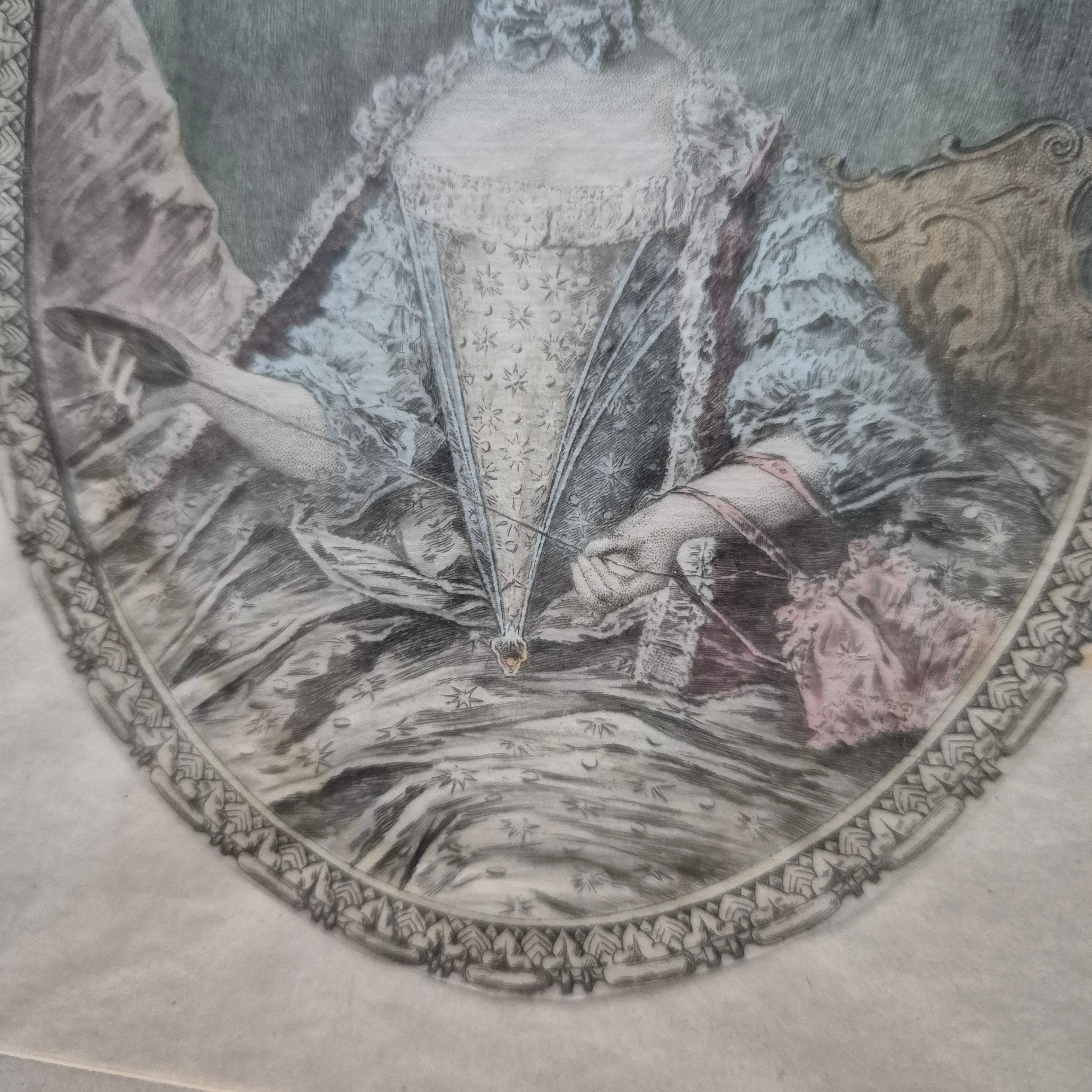 Antiker Farbstich „Madame Adélaïde de France“ – Radierung von G. Mercier (gerahmt)
