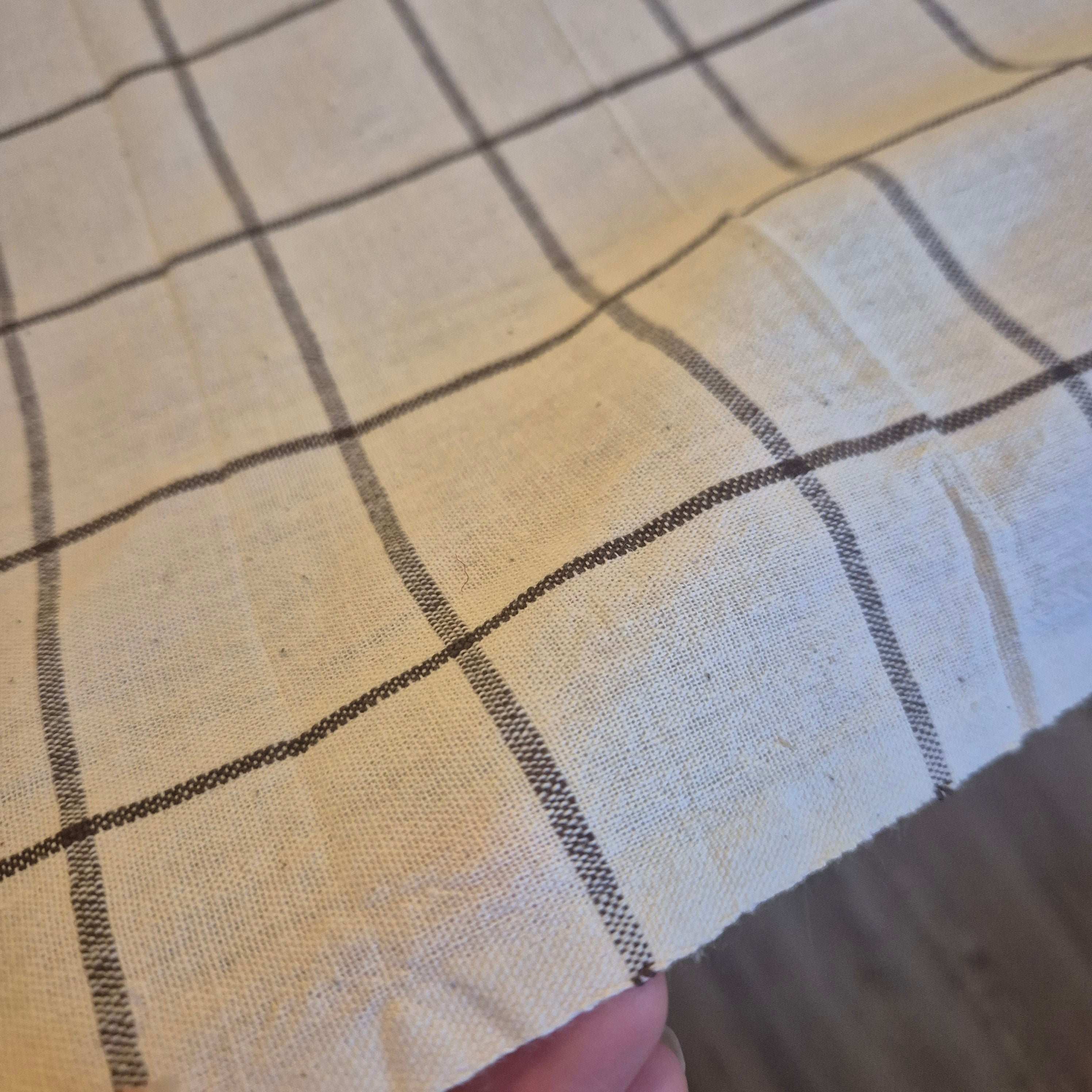 Vintage Tischdecke Kariert Baumewolle/Jute 135x130cm