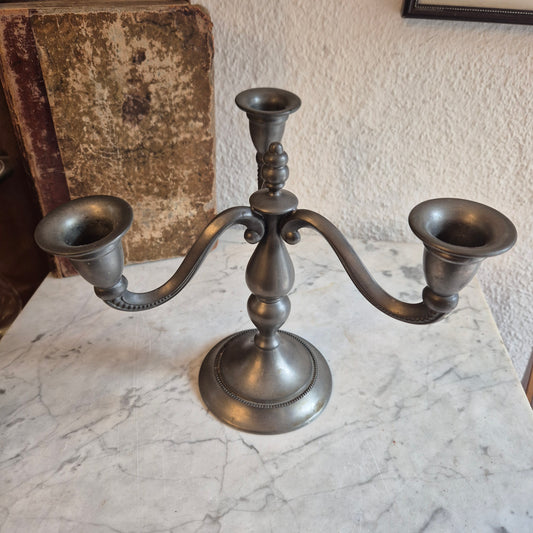 Vintage Royal Holland Pewter Daalderop 3-armiger Kerzenständer Leuchter