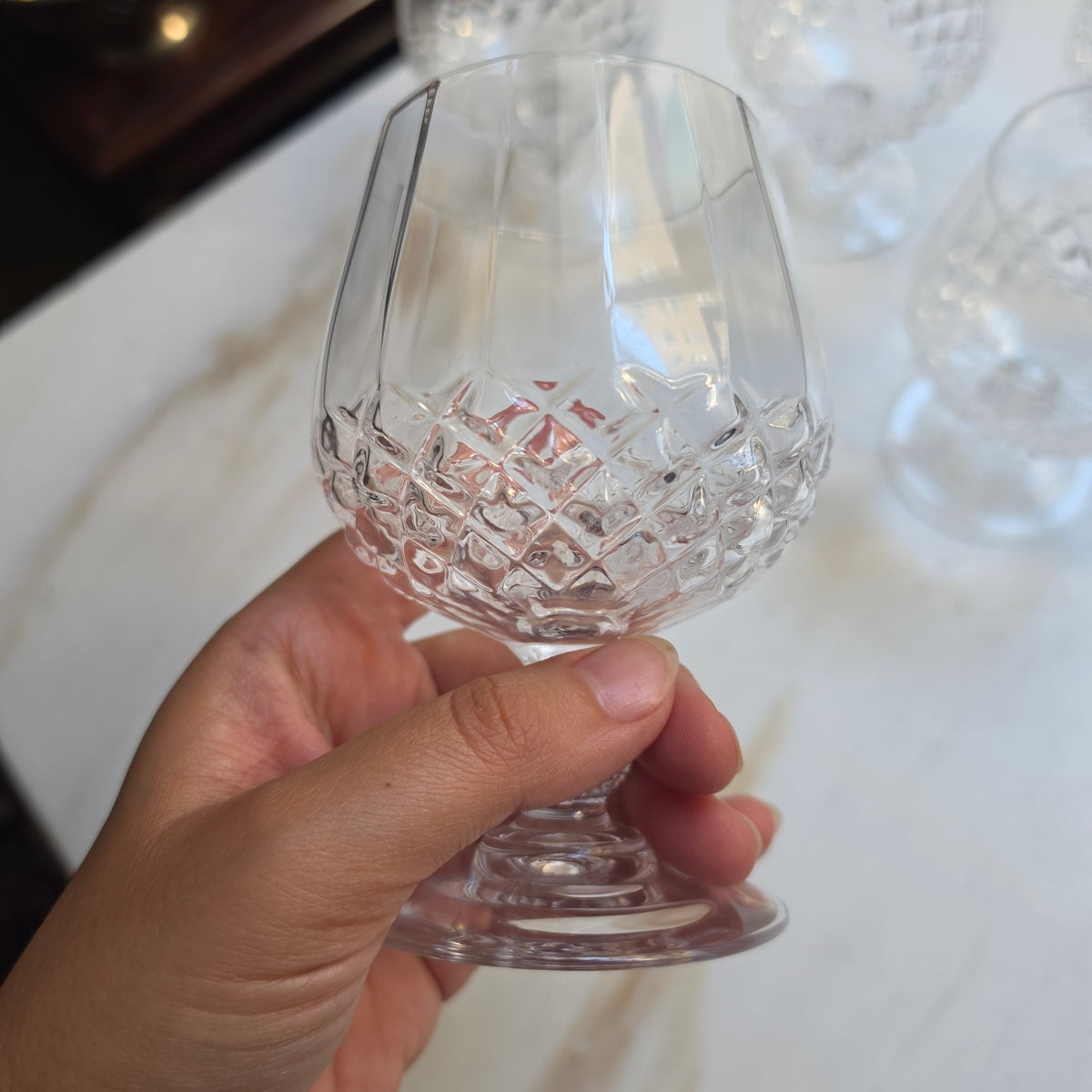 Elegante Vintage-Kristallgläser - Cognacschwenker mit Diamantschliff