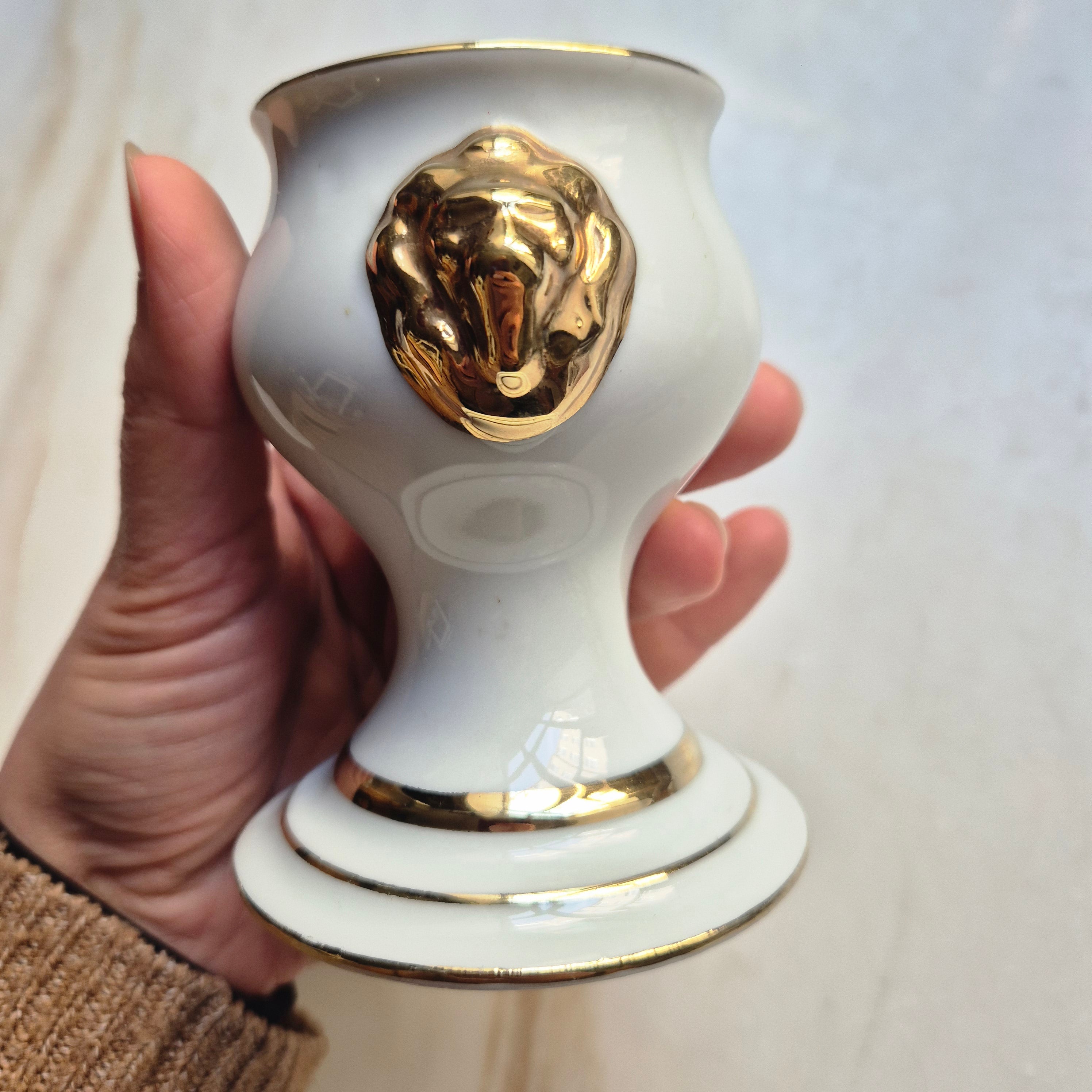 Royal Porzellan Bavaria KPM Kerzenhalter - mit Goldaktzenten & Löwenkopfmotiv