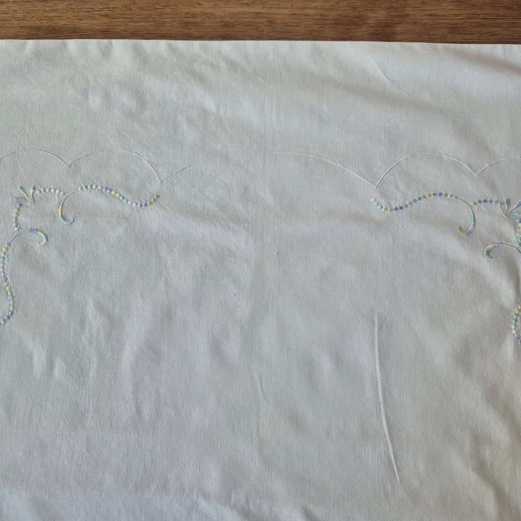 Antiker Kopfkissenbezug mit zarter Stickerei 75x75cm Baumwolle