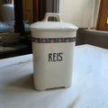Antike Vorratsdose Jugendstil Keramik mit Aufschrift "Reis"