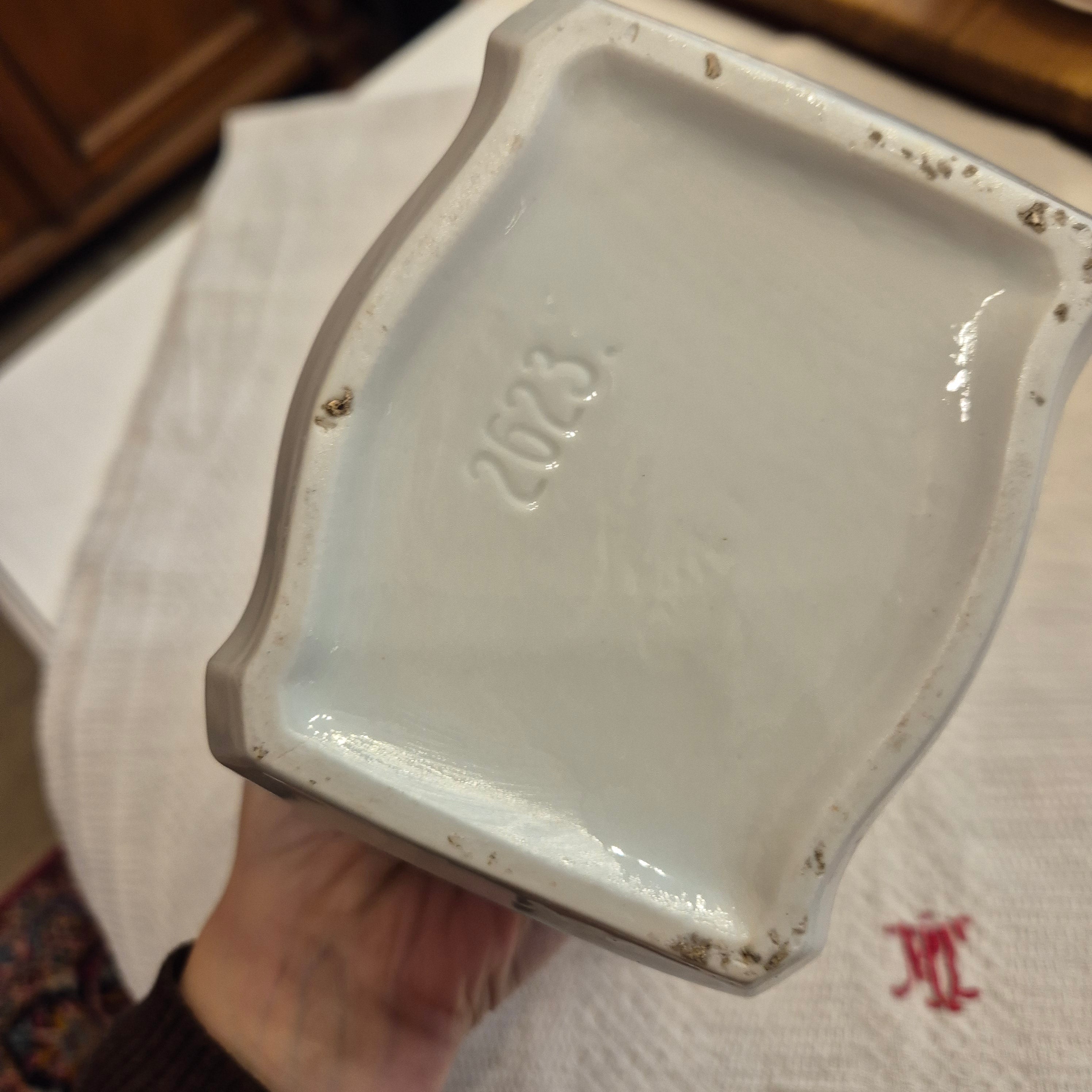 Antike Porzellan Vorratsdose Sago Art Deco um 1930 Blumen weiß