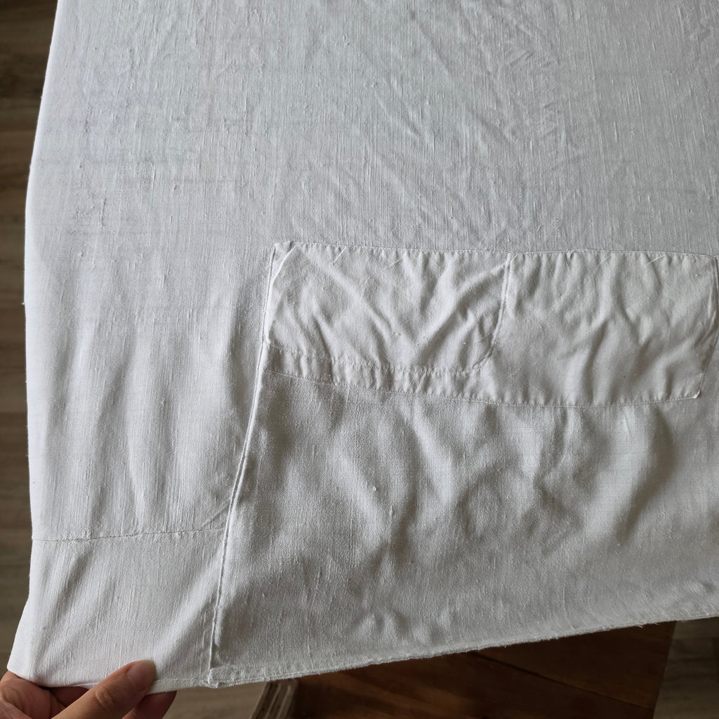Antike Leinentischdecke mit Monogramm & Charme - Shabby Chic - Wabi-Sabi - 215x140cm
