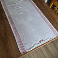 Vintage Tischläufer / Mangeltuch mit roter Einwebung & Monogramm "FH" - 47x117cm