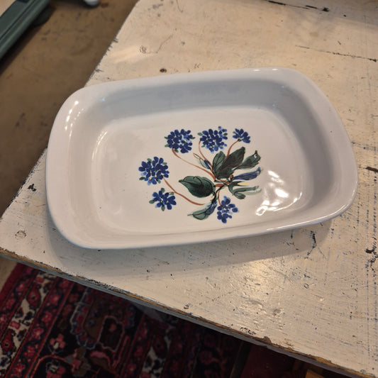 Vintage Handgemalte Porzellan Keramik Form Floral weiß Blume blau