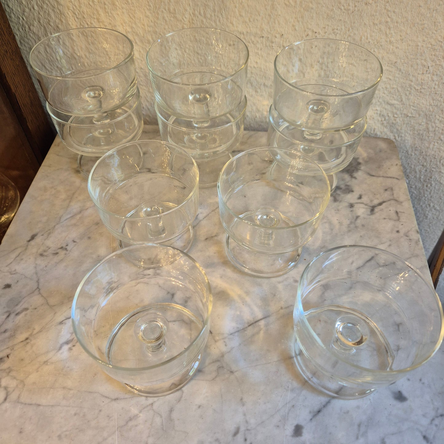 10x wunderschöne Glas Dessertschalen auf Fuß oder Champagner Gläser Vintage