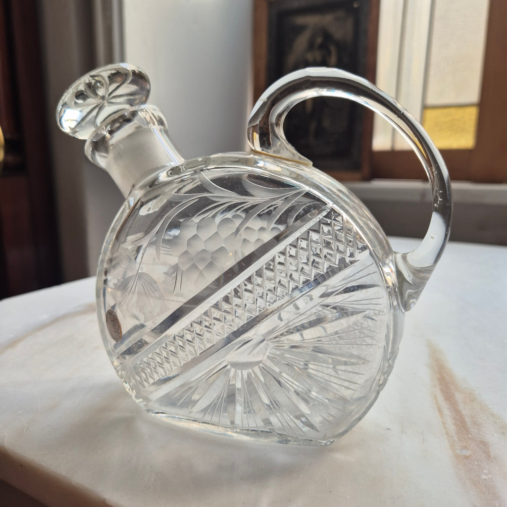 Vintage Glas Kristall Karaffe mit Traubenmotiv Traubenmotiv