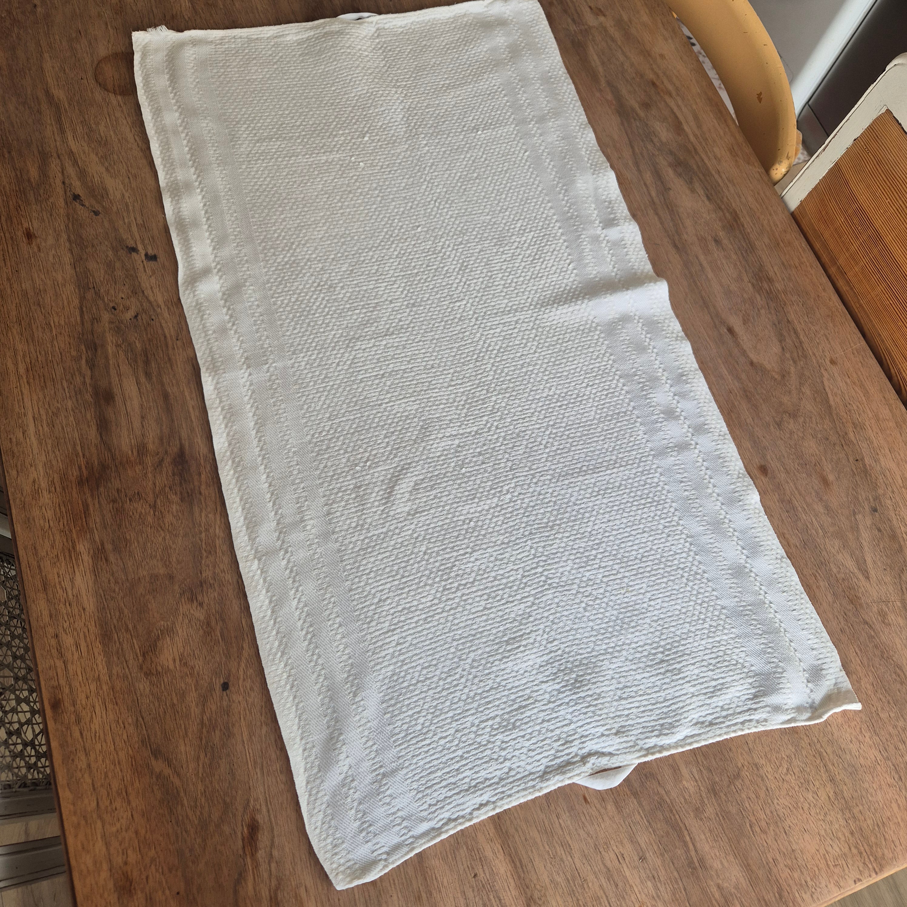 Antikes Küchen-&Geschirrtuch weiß Baumwolle Leinen 50x90cm