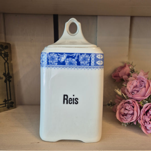 Jugendstil Vorratsdose Weiß Blau Reis Schwarzenberg Germany