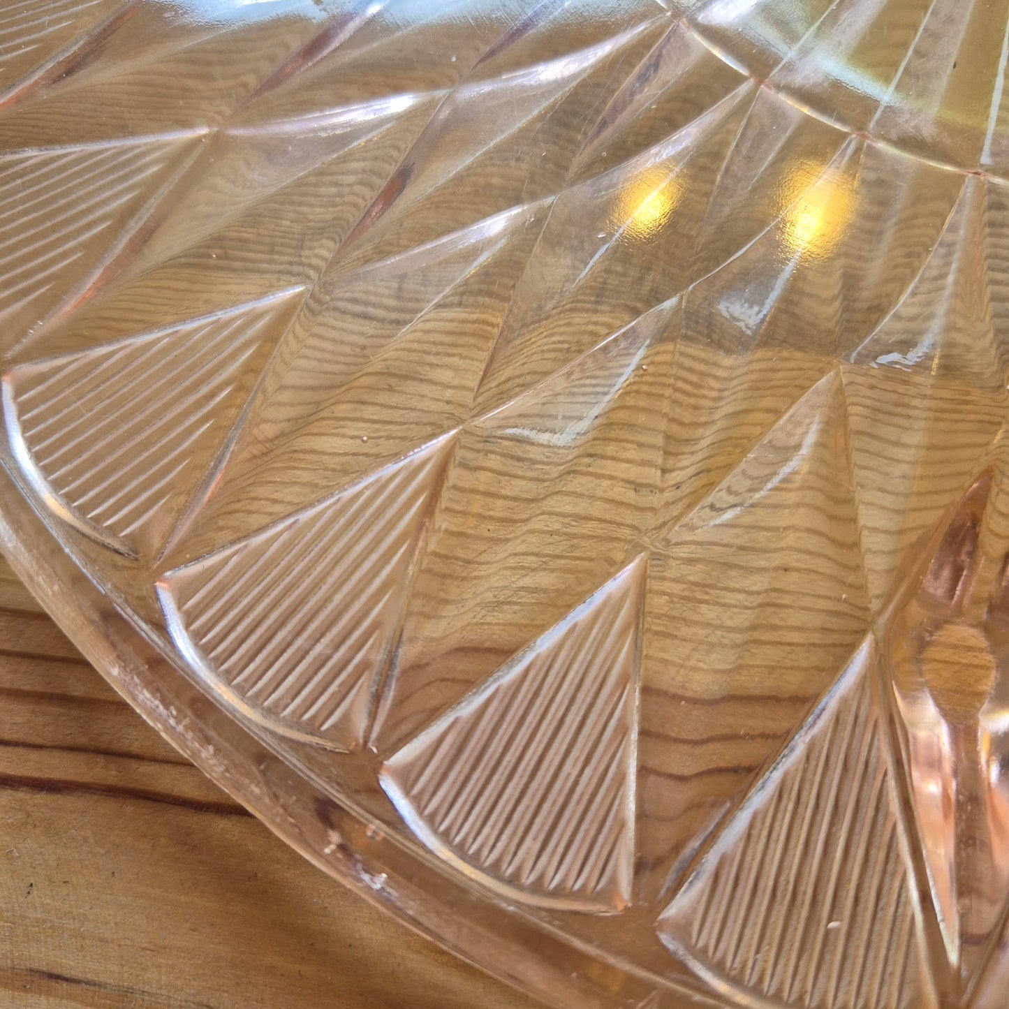 Vintage Glas Kuchenplatte/Tortenplatte 70er/80er Jahre leicht rosa