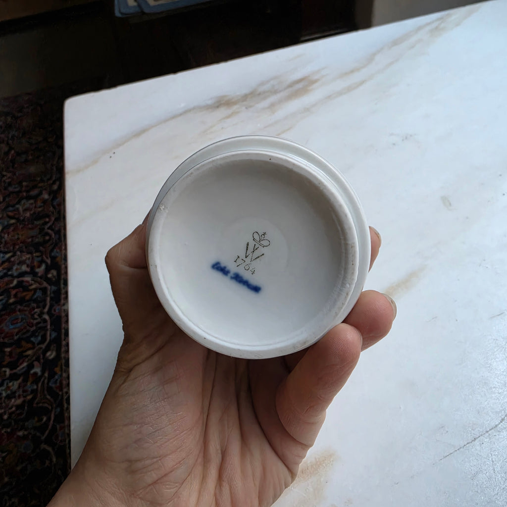 Wallendorfer Porzellanvase - Echt Cobalt - Handbemalt - Blaue Rose - Antik