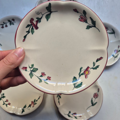 6x Vintage Zell am Harmersbach Alt Straßburg kleine Teller Keramik Blumen