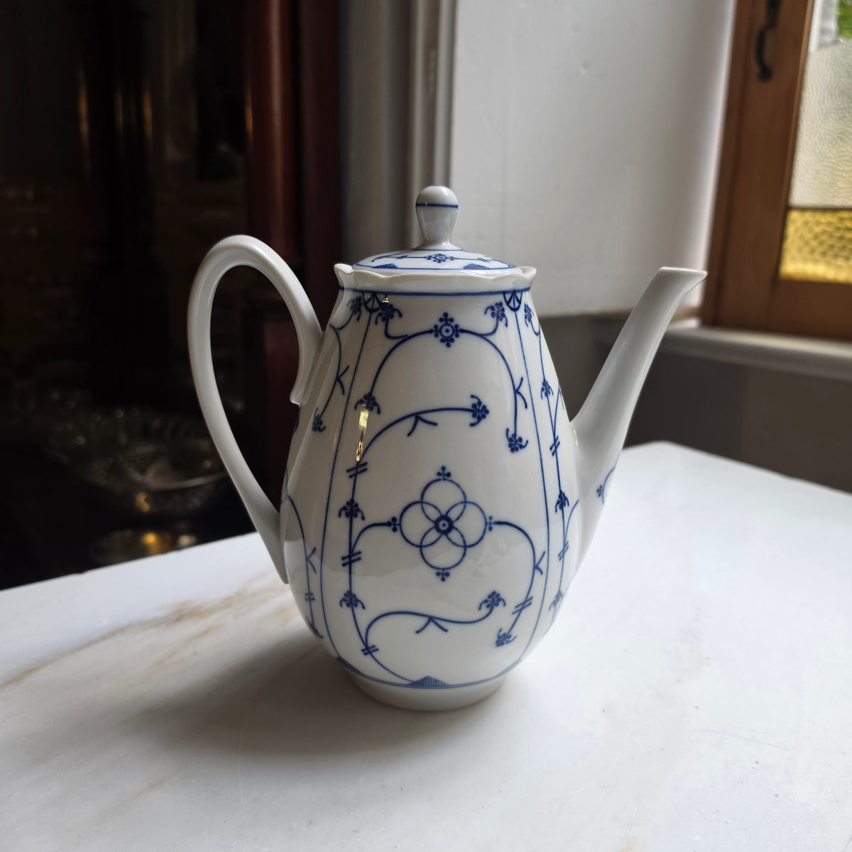 Vintage Winterling Bavaria Porzellankanne – Blaues Strohmuster - Indisch Blau