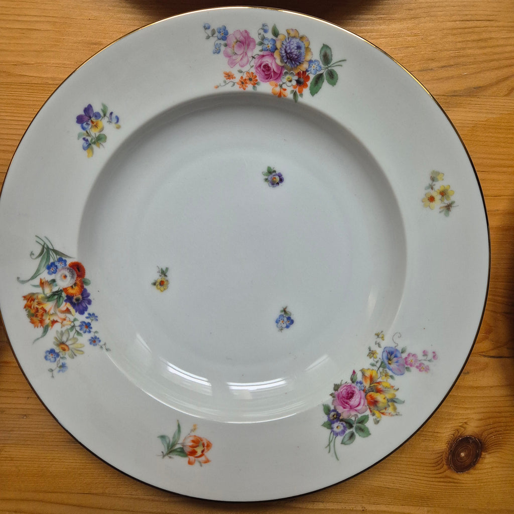 6x Antike Suppenteller Blumendekor weiß Goldrand Rosenthal