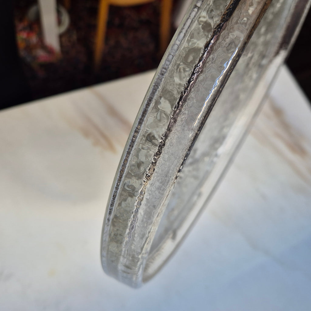 Vintage Bleikristall Kuchenplatte/Tortenplatte 60er Jahre mit Muster Ornamenten