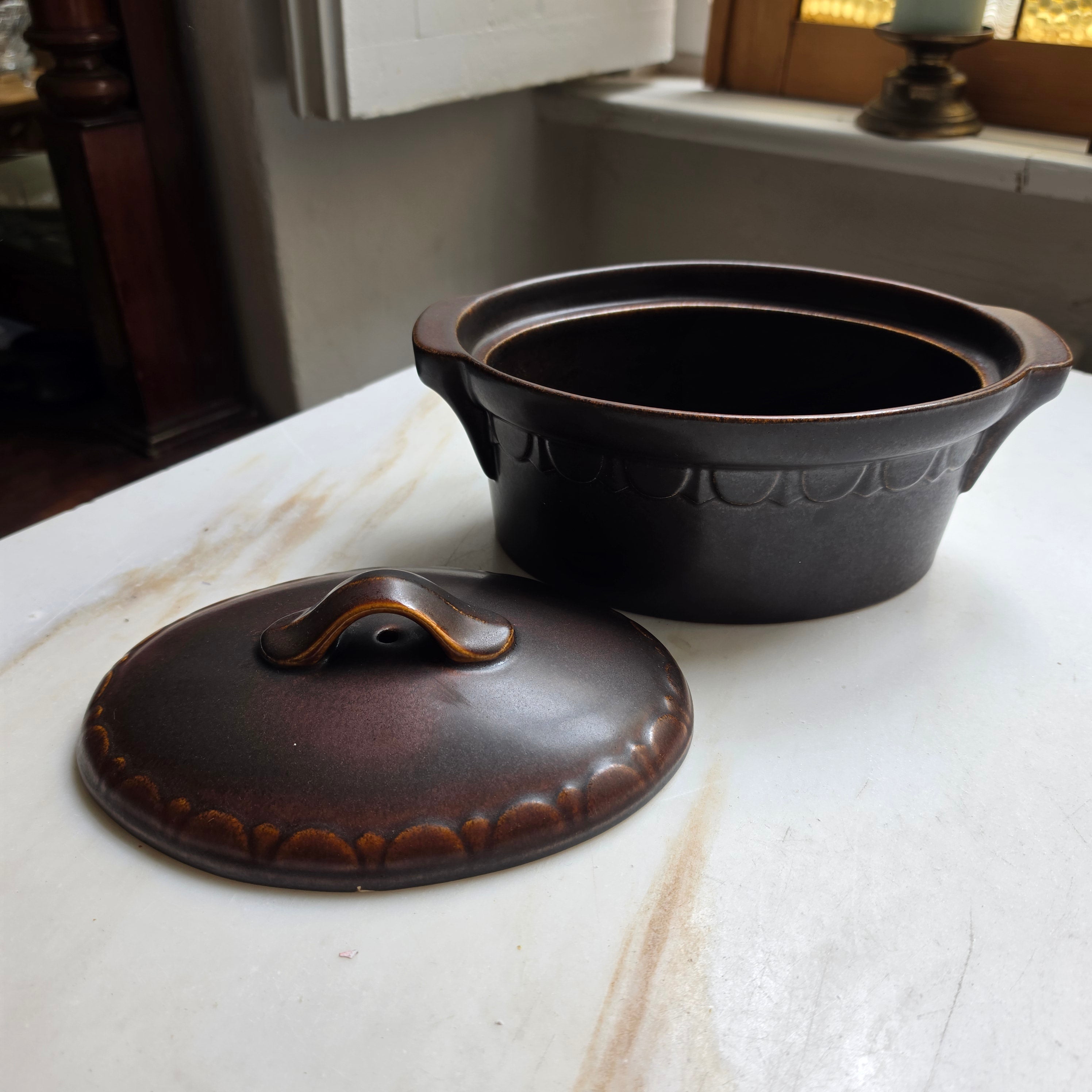 Vintage Friesland Melitta Keramik Auflaufform mit Deckel – Braun / Keramik-Kasserolle 70er Jahre