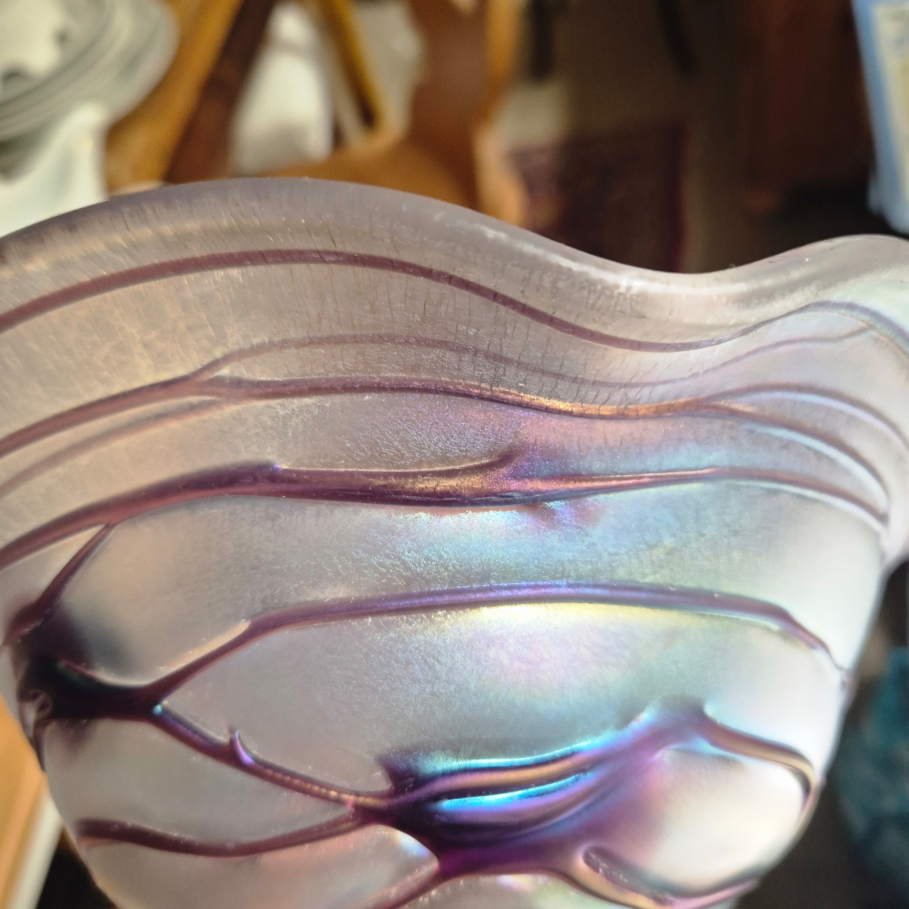 Vintage Jugendstil Glas Schale von Freiherr für Poschinger