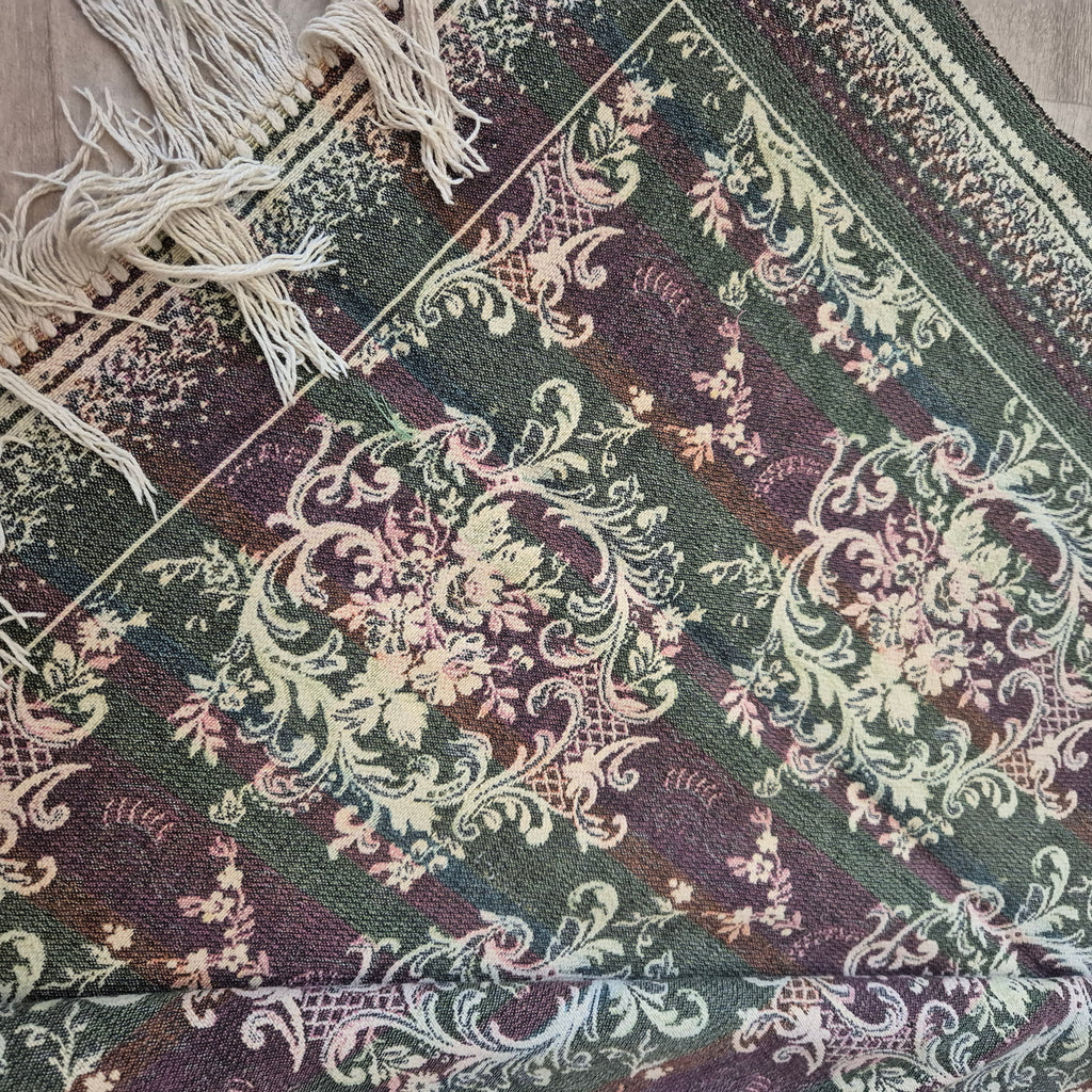 Alter Vintage Sofa Überwurf mit Fransen 133x240cm Gobelin Stil