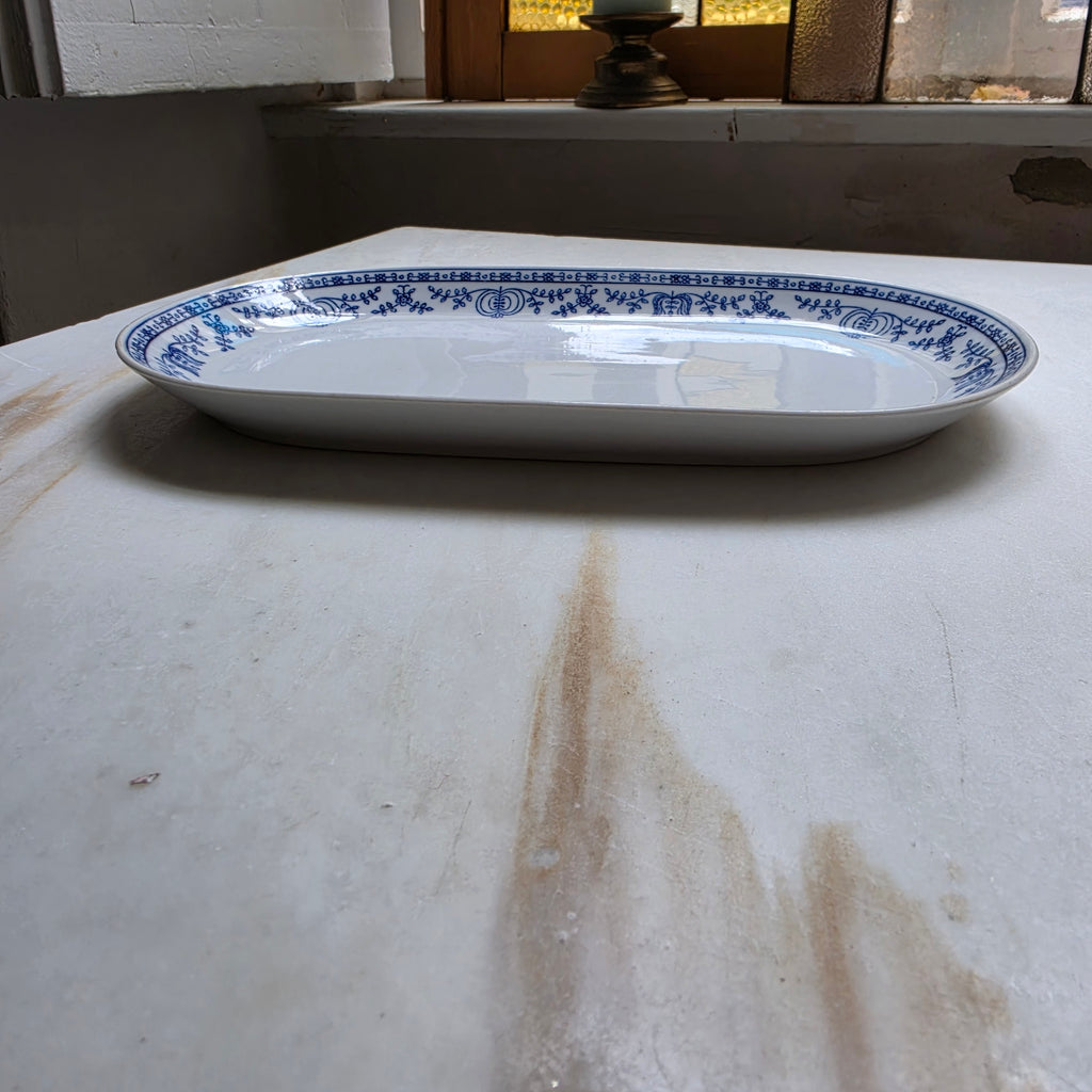 Kahla Zwiebelmuster Servierplatte – Ovale Vintage Porzellanplatte - Kobaltunterglasur