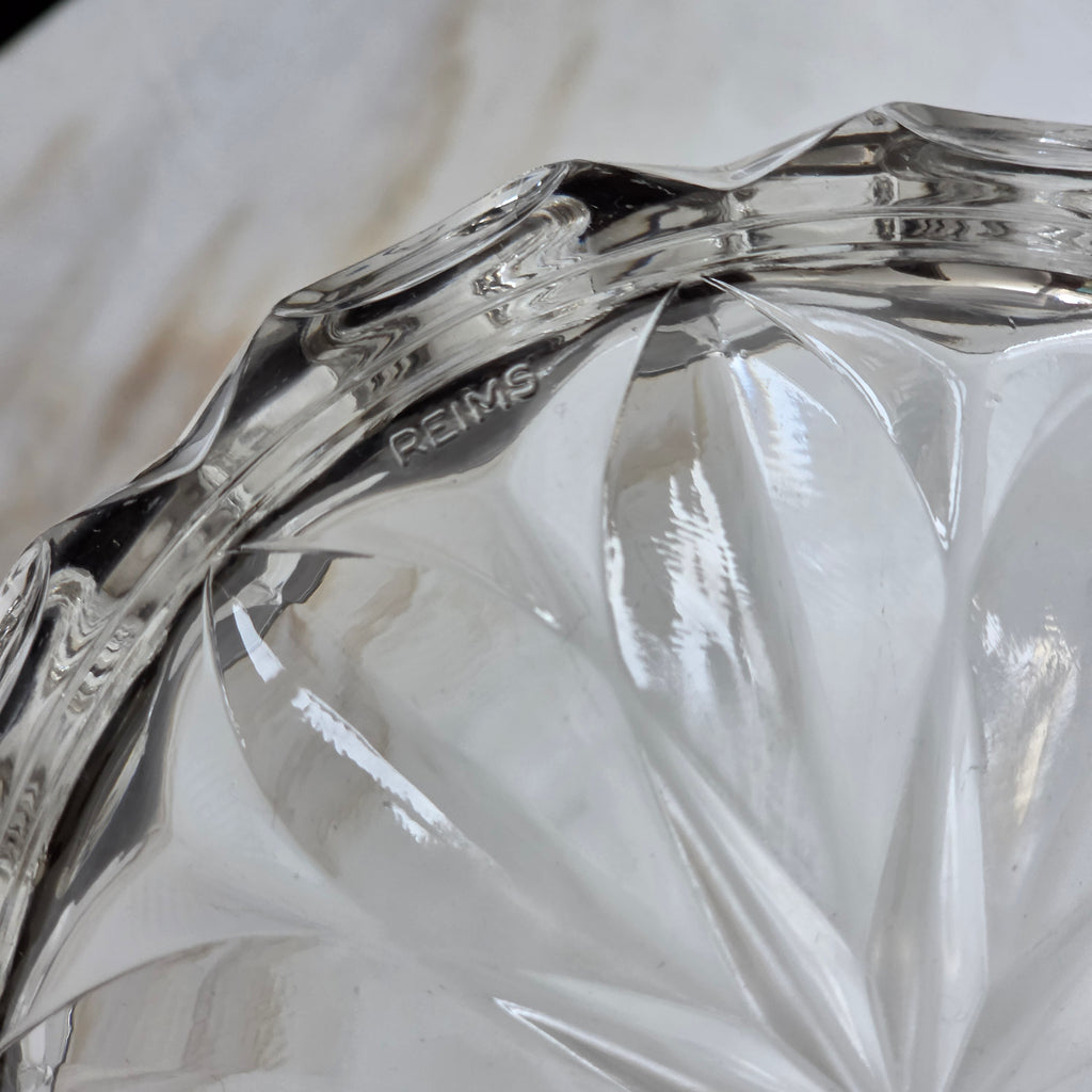 Vintage Reims France Glasschale - Dessertschale – Facettiertes Kristallglas-Design