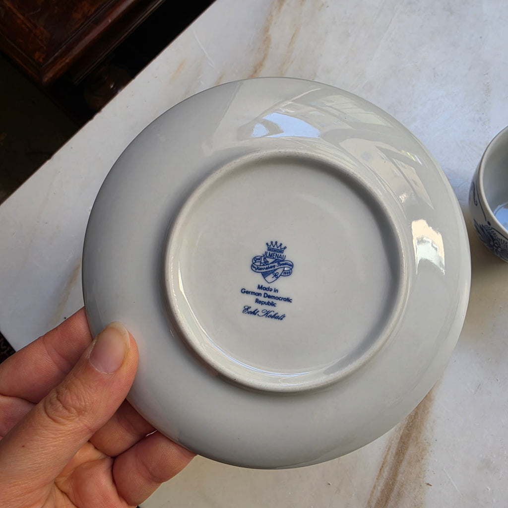 Jlmenau Graf von Henneberg Kaffee Tee Tasse Untertasse Set Zwiebelmuster Echt Kobalt