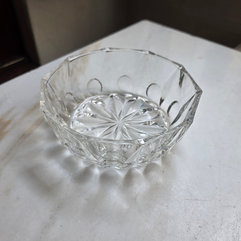 Vintage Reims France Glasschale - Dessertschale – Facettiertes Kristallglas-Design