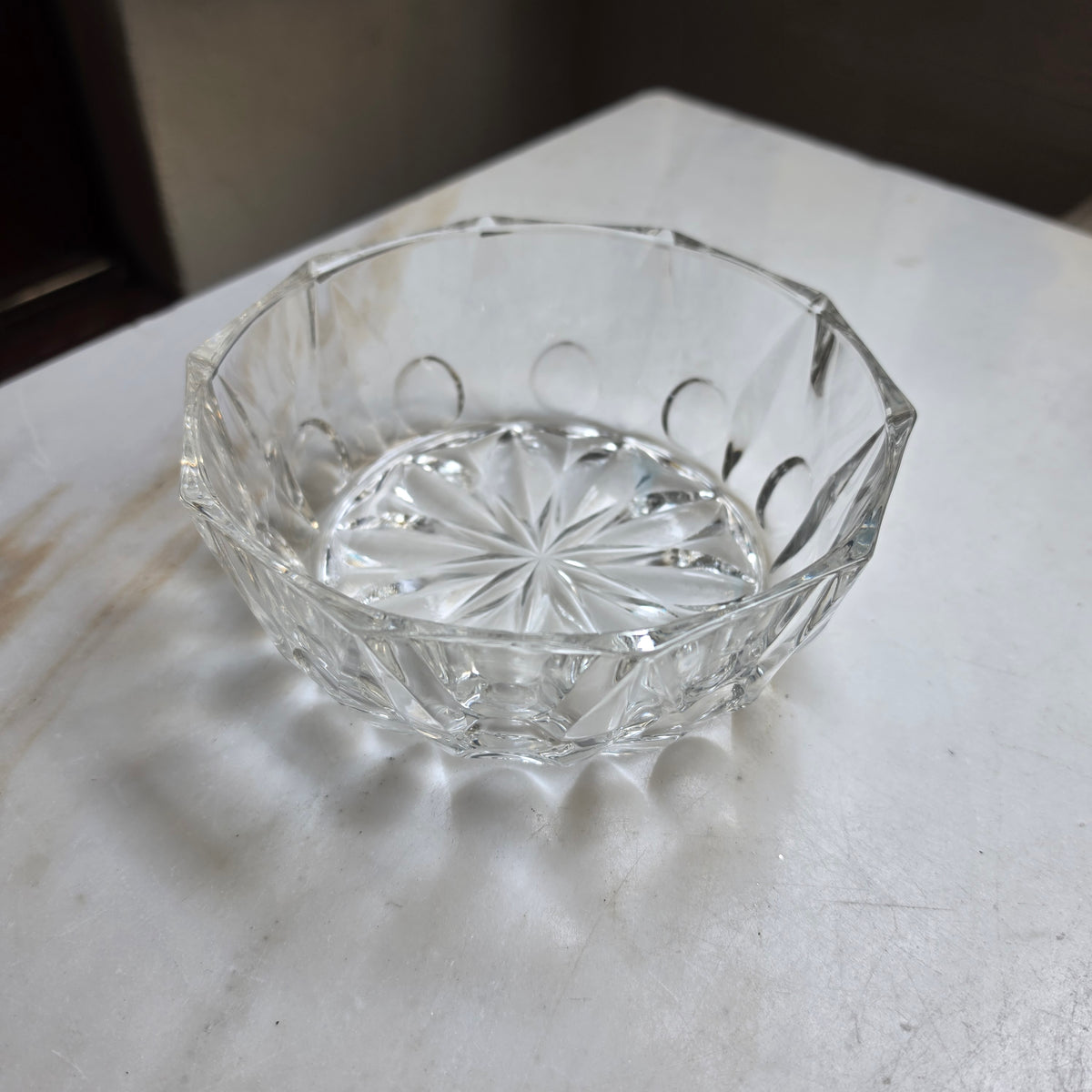 Vintage Reims France Glasschale - Dessertschale – Facettiertes Kristallglas-Design