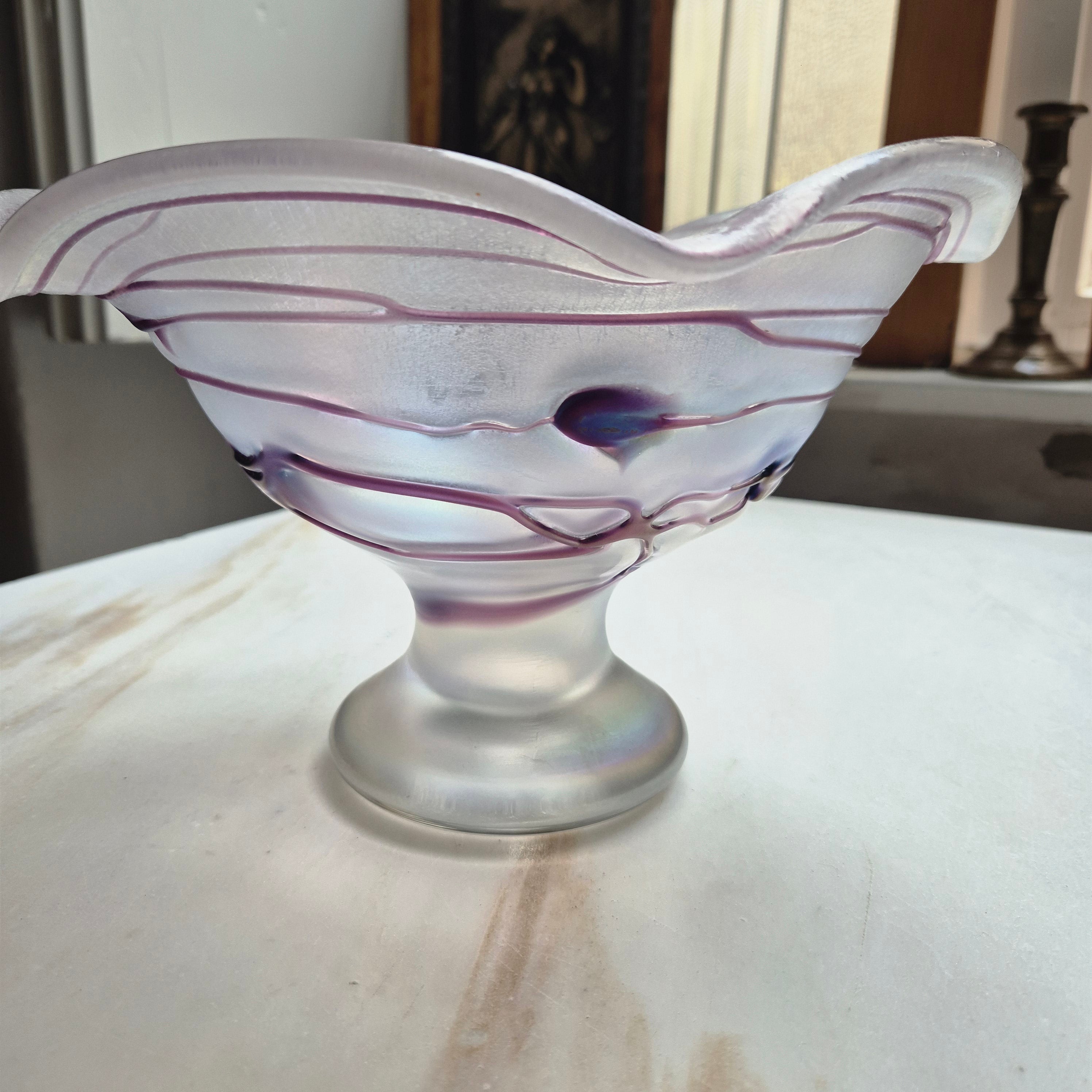 Vintage Jugendstil Glas Schale von Freiherr für Poschinger
