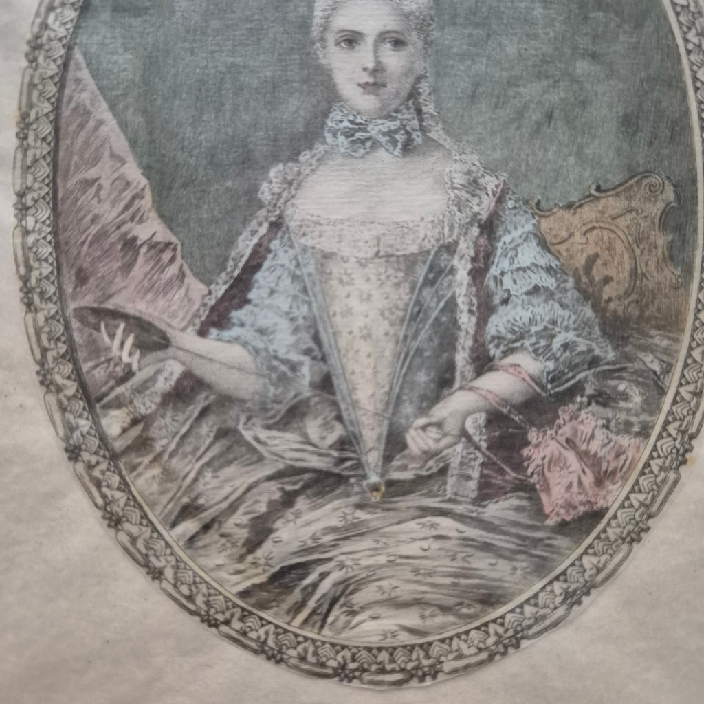 Antiker Farbstich „Madame Adélaïde de France“ – Radierung von G. Mercier (gerahmt)