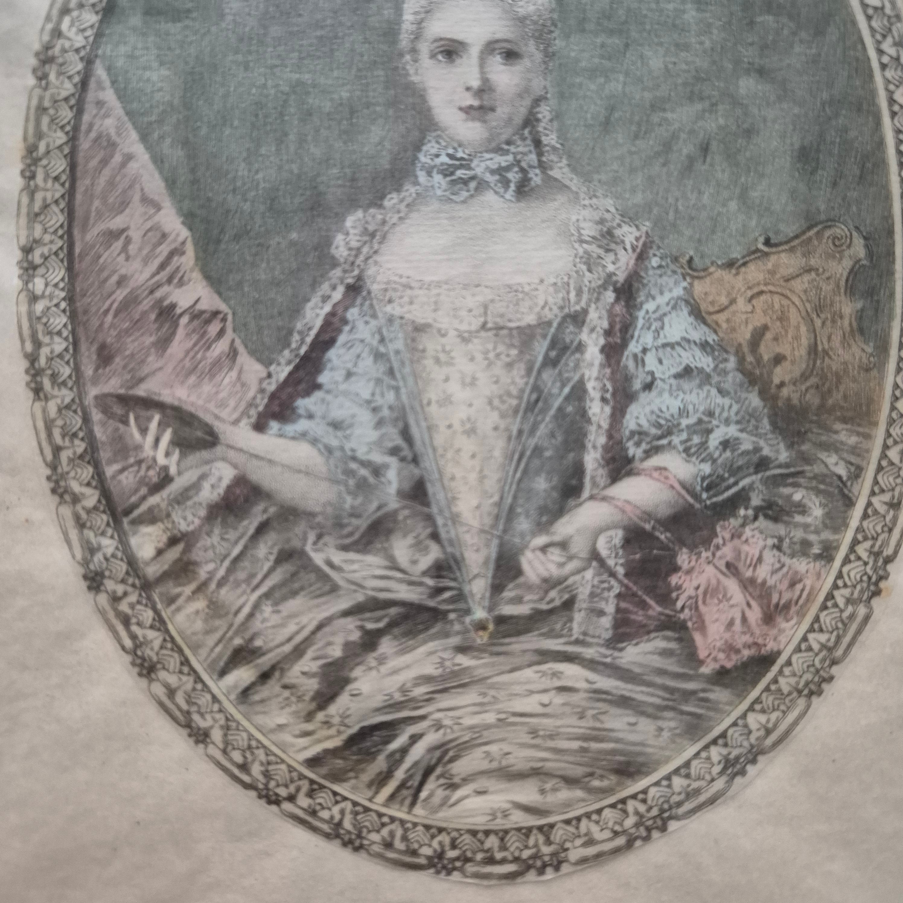 Antiker Farbstich „Madame Adélaïde de France“ – Radierung von G. Mercier (gerahmt)