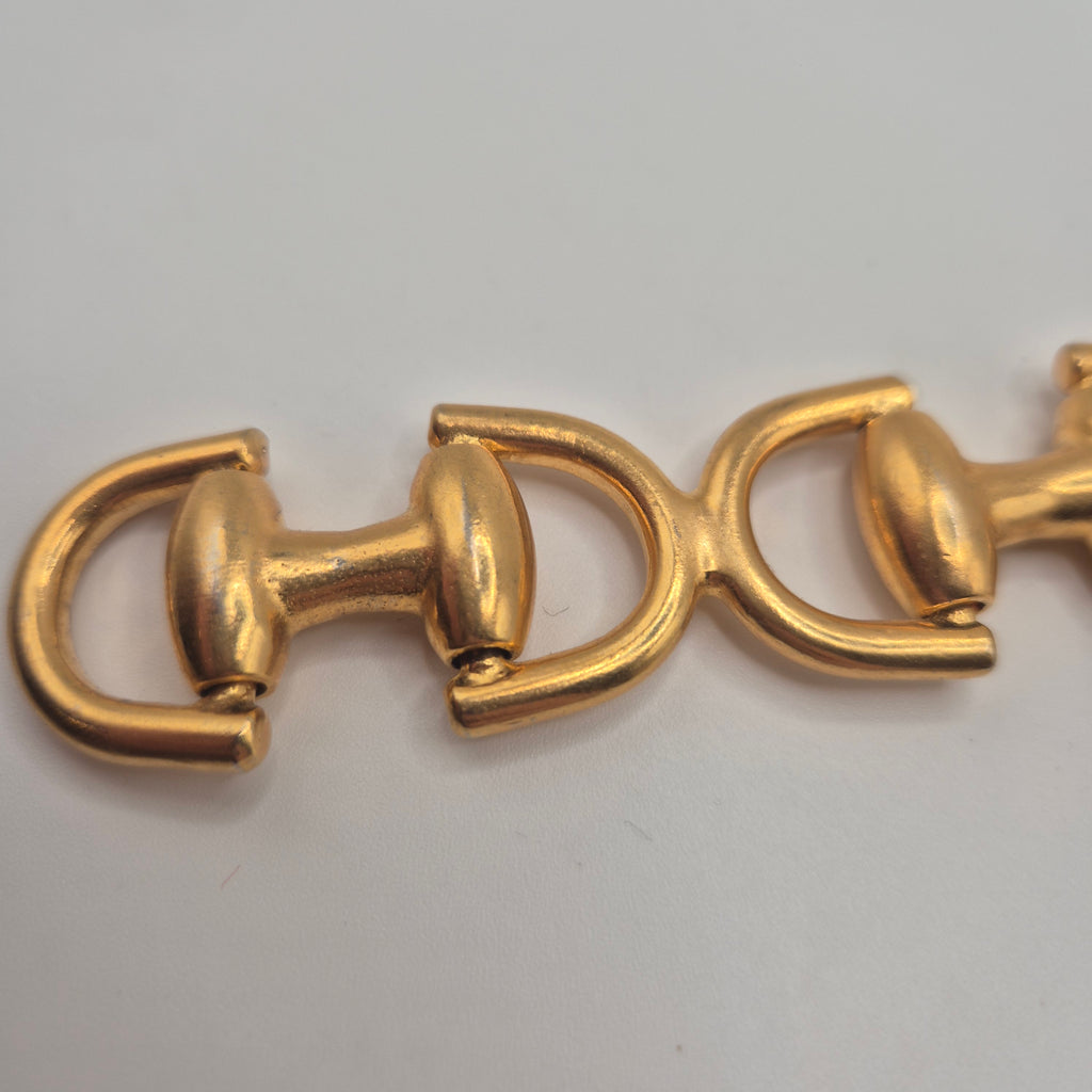Goldenes Vintage Armband massiv Metall Statement 80er Jahre Anker