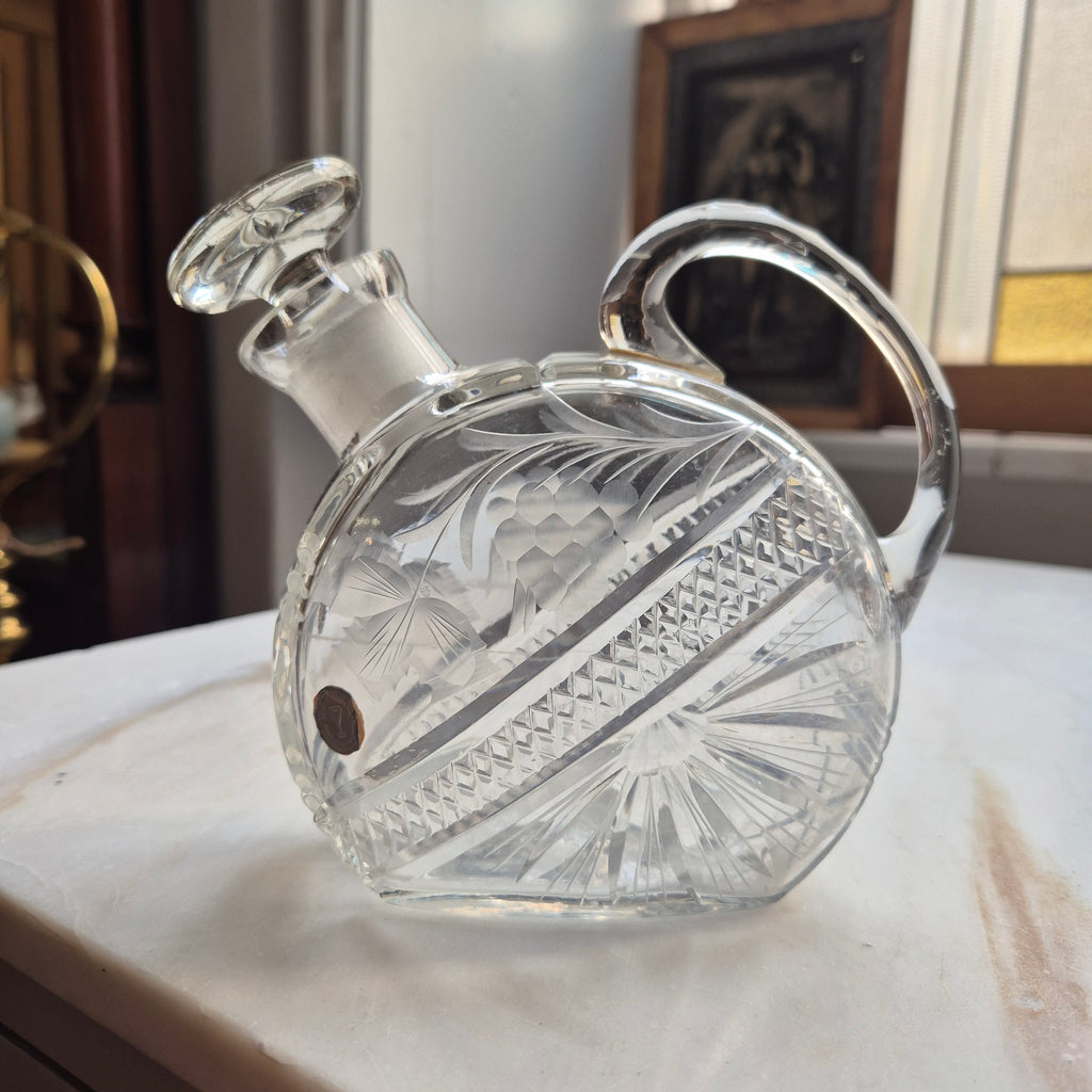 Vintage Glas Kristall Karaffe mit Traubenmotiv Traubenmotiv