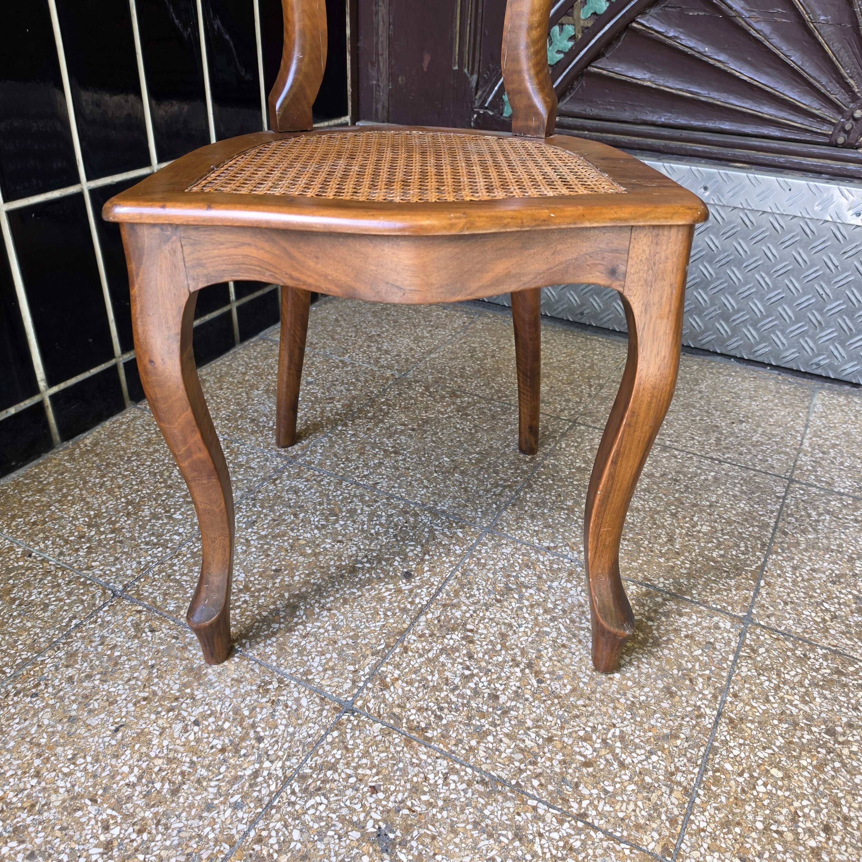 Antiker Stuhl Chippendale Stil - Eichenholz - Wiener geflecht