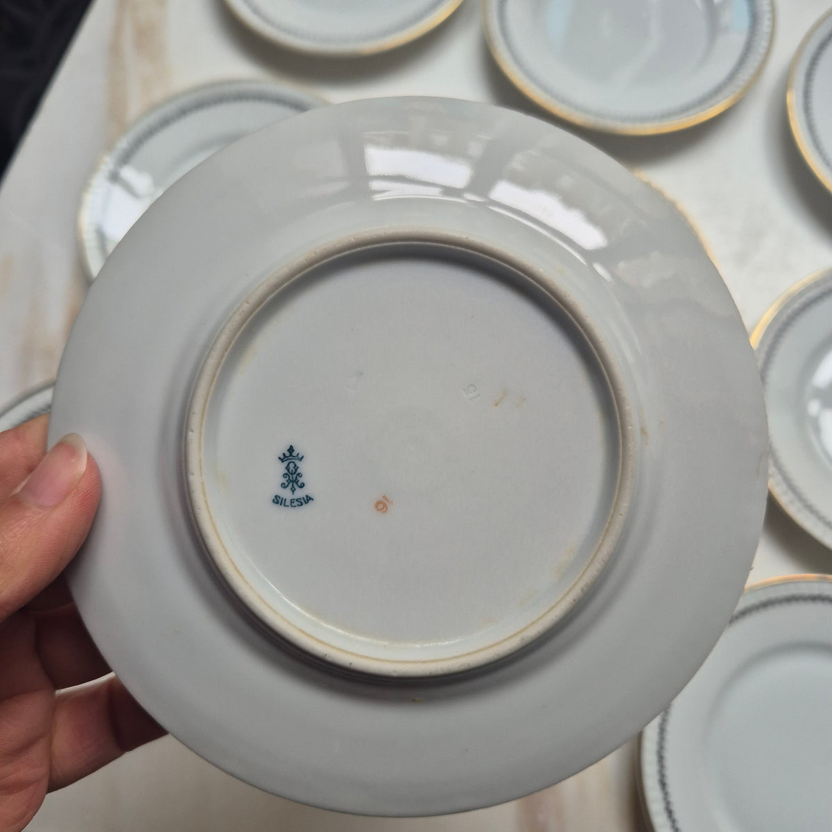 9x Vintage kleine Dessertteller - Kuchenteller Silesia Porzellan