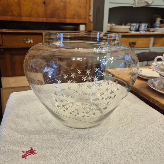 Große Vintage Glas Vase 70er Jahre Blumen