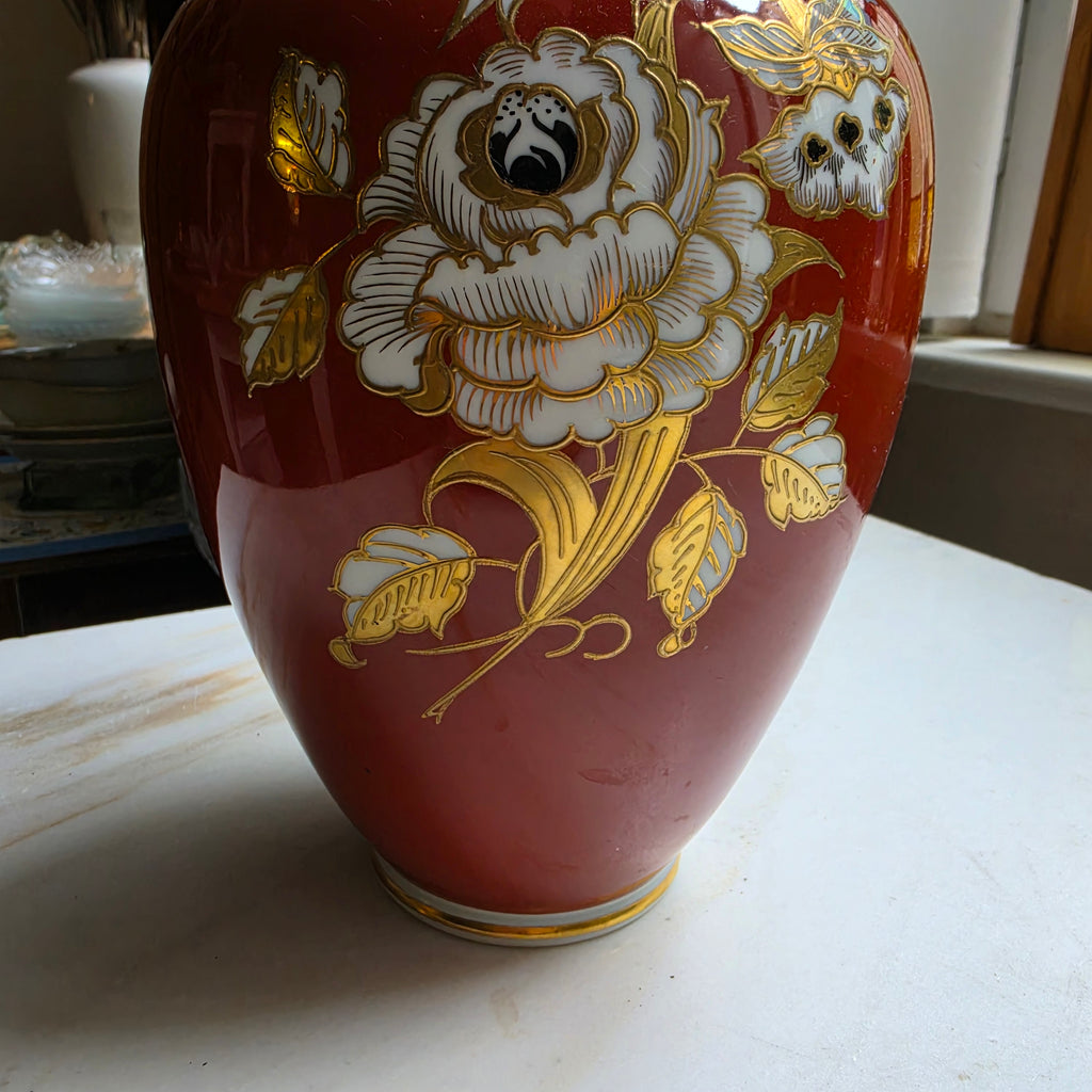 Edle Vintage Porzellan-Vase von Wallendorf – Goldrelief & Handgemalt (DDR)
