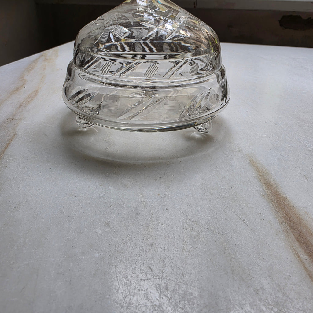 Vintage Bonboniere Schale aus Kristallglas mit Deckel