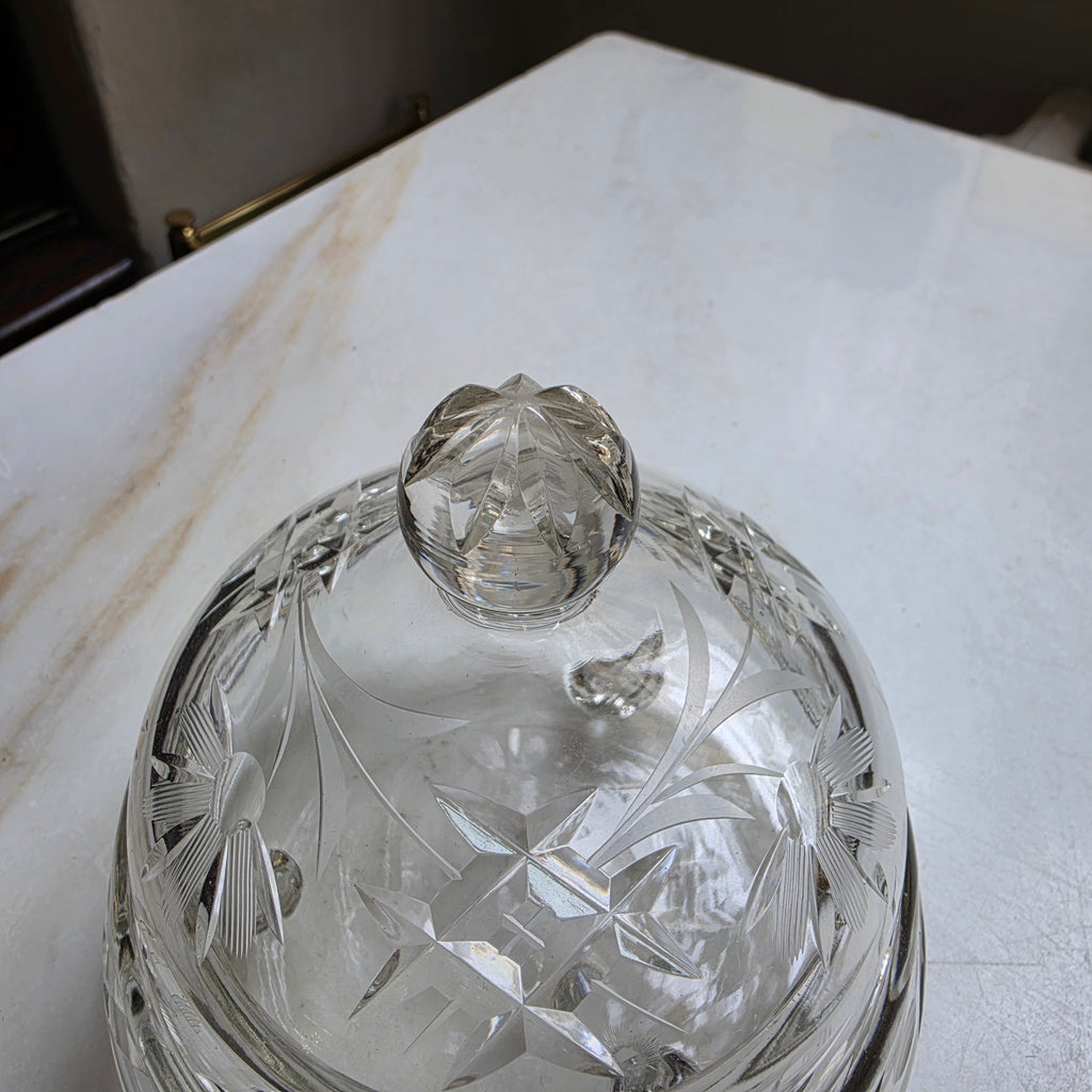 Vintage Bonboniere Schale aus Kristallglas mit Deckel