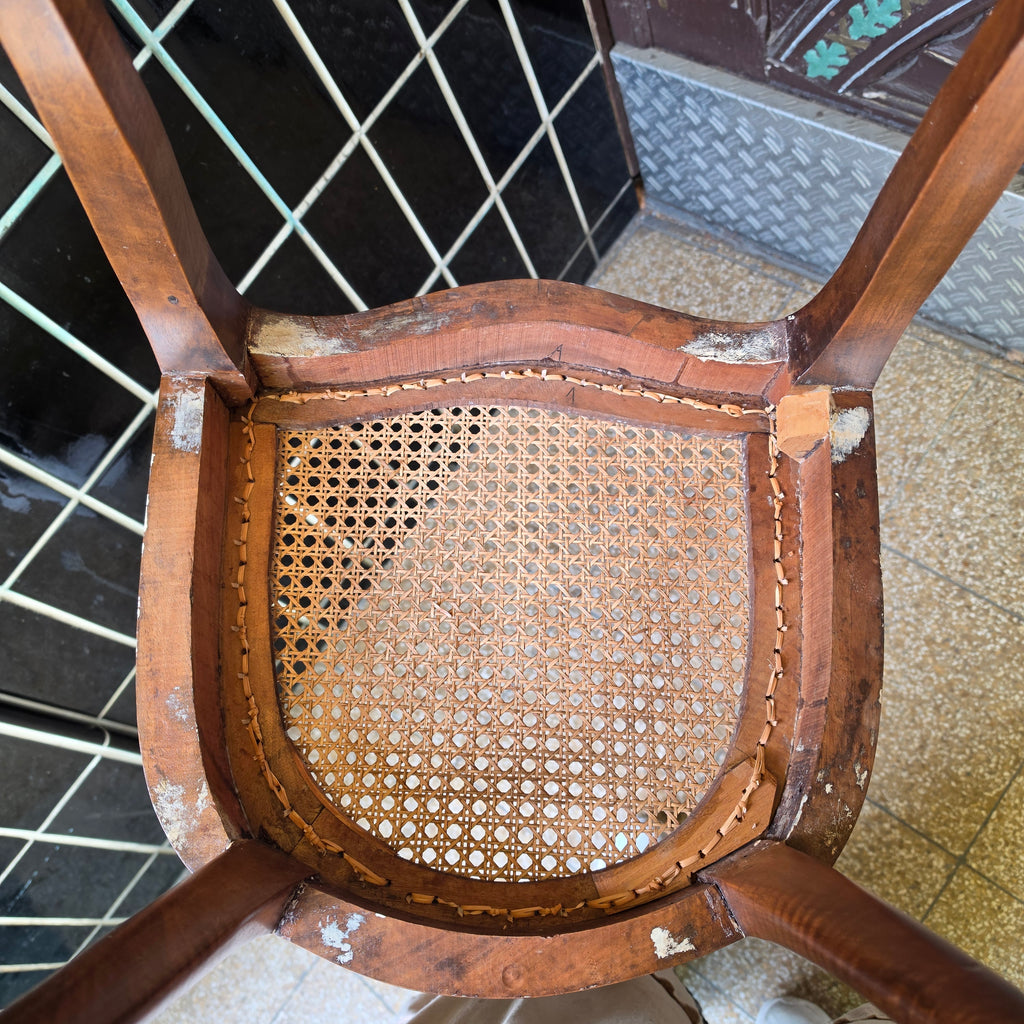Antiker Stuhl Chippendale Stil - Eichenholz - Wiener geflecht