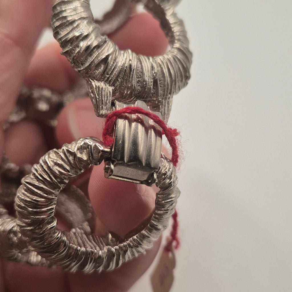 Silbernes Vintage Armband massiv Metall Statement 80er Jahre