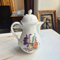 Antike Hutschenreuther Dresden Porzellan Kanne Kaffeekanne Teekanne Blumenmotiv Reliefrand