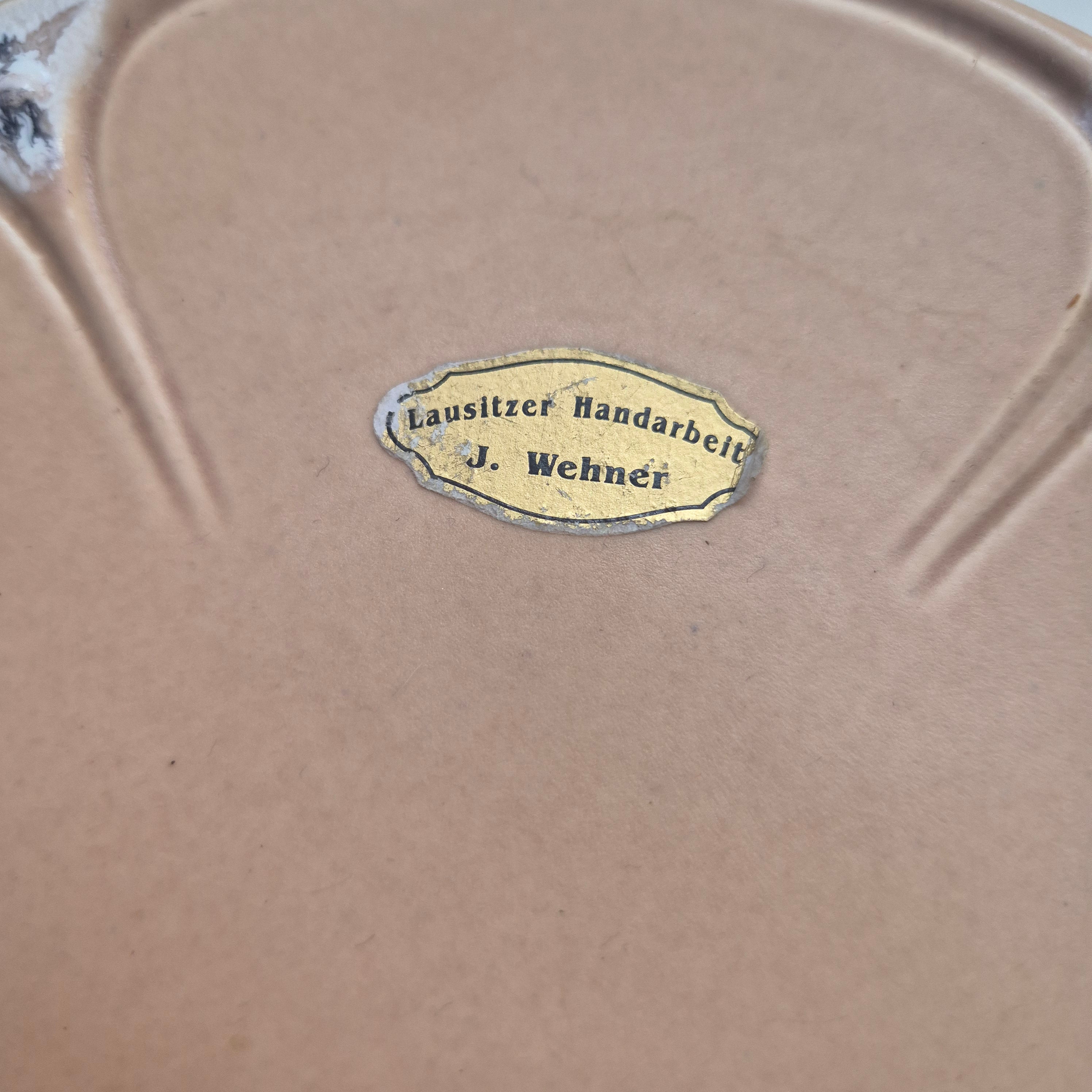 Vintage Keramik Etagere / Gebäckständer Lausitzer Handarbeit J.Wehner lachsfarbend